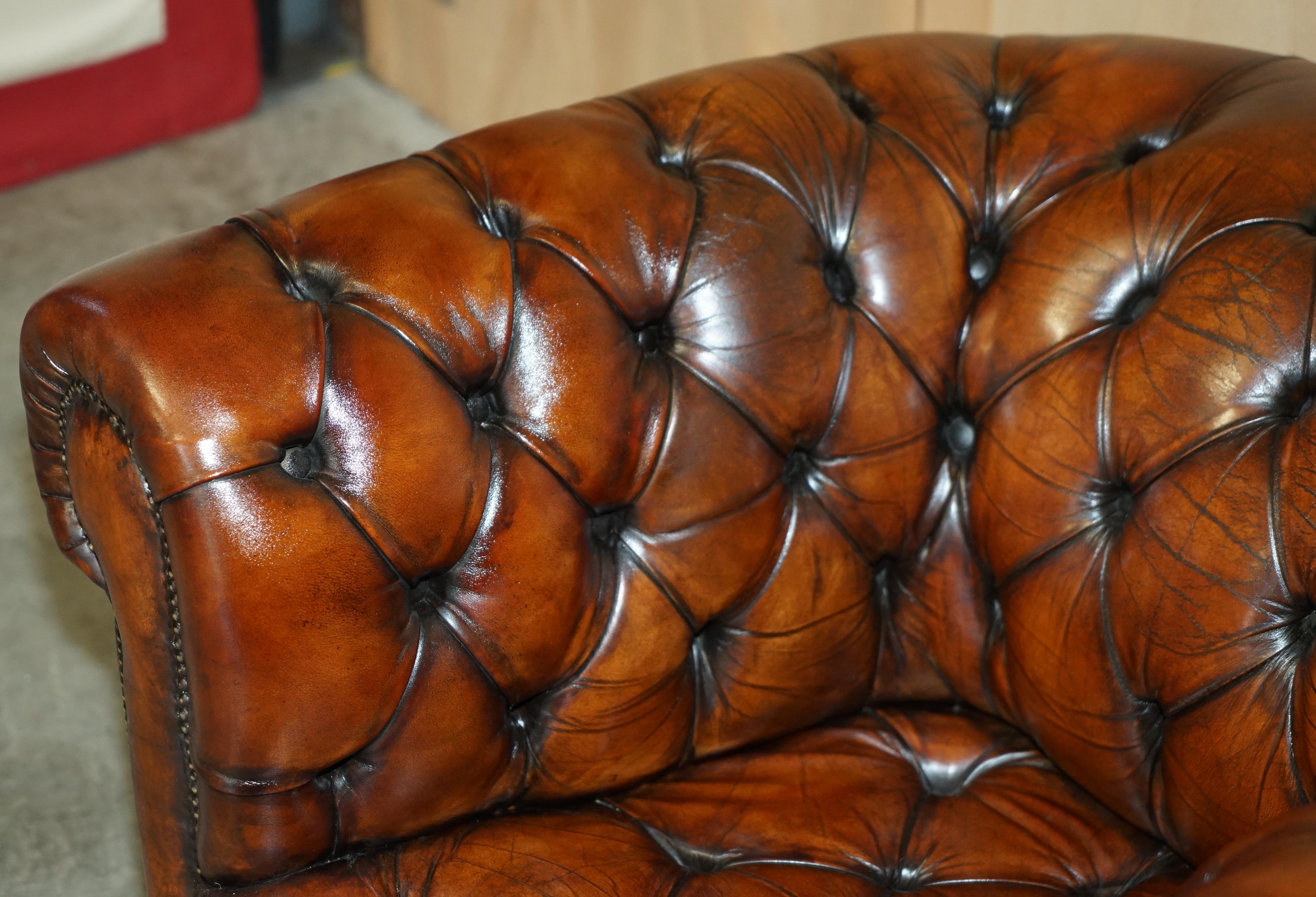 Hand-Crafted FULLY RESTORED VINTAGE 1930's CHESTERFIELD CLUB ARMCHAIR WHISKY BROWN LEATHER