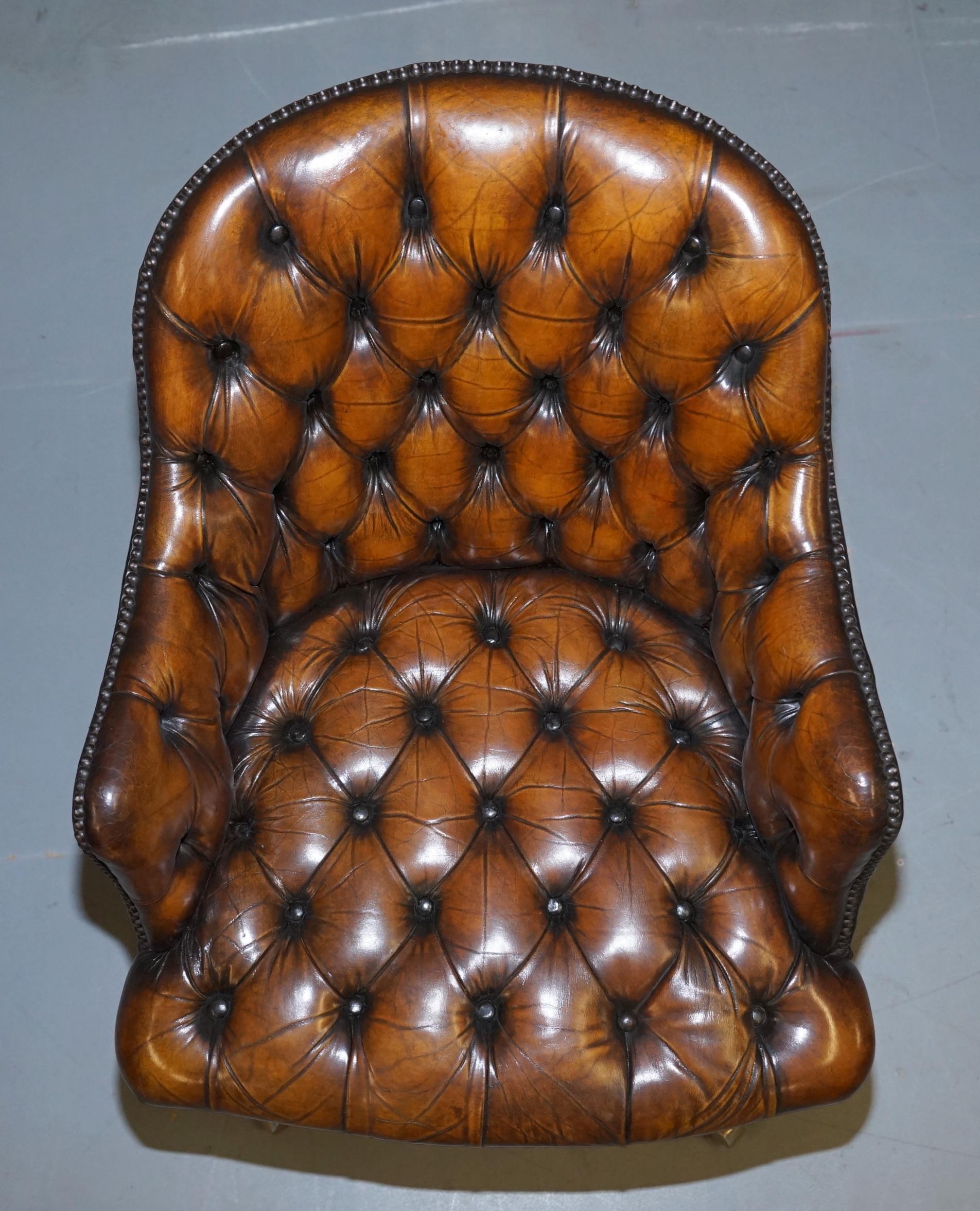 Hand-Crafted Fully Restored Vintage Brown Leather Chesterfield Captains Directors Armchair