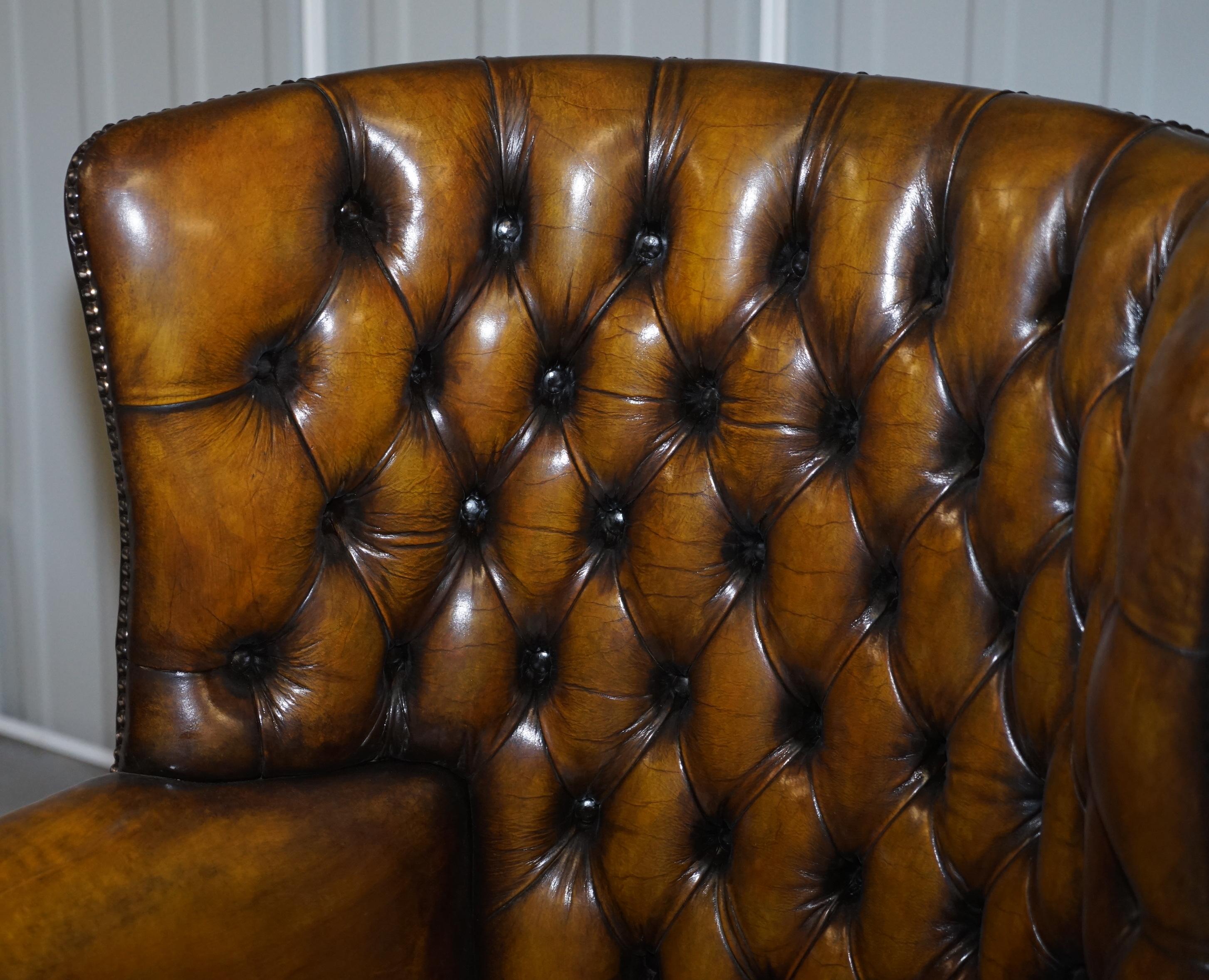 wingback brown leather chair