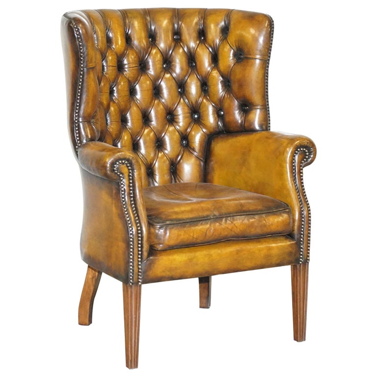 Fully Restored Vintage Chesterfield Porters Wingback Armchair