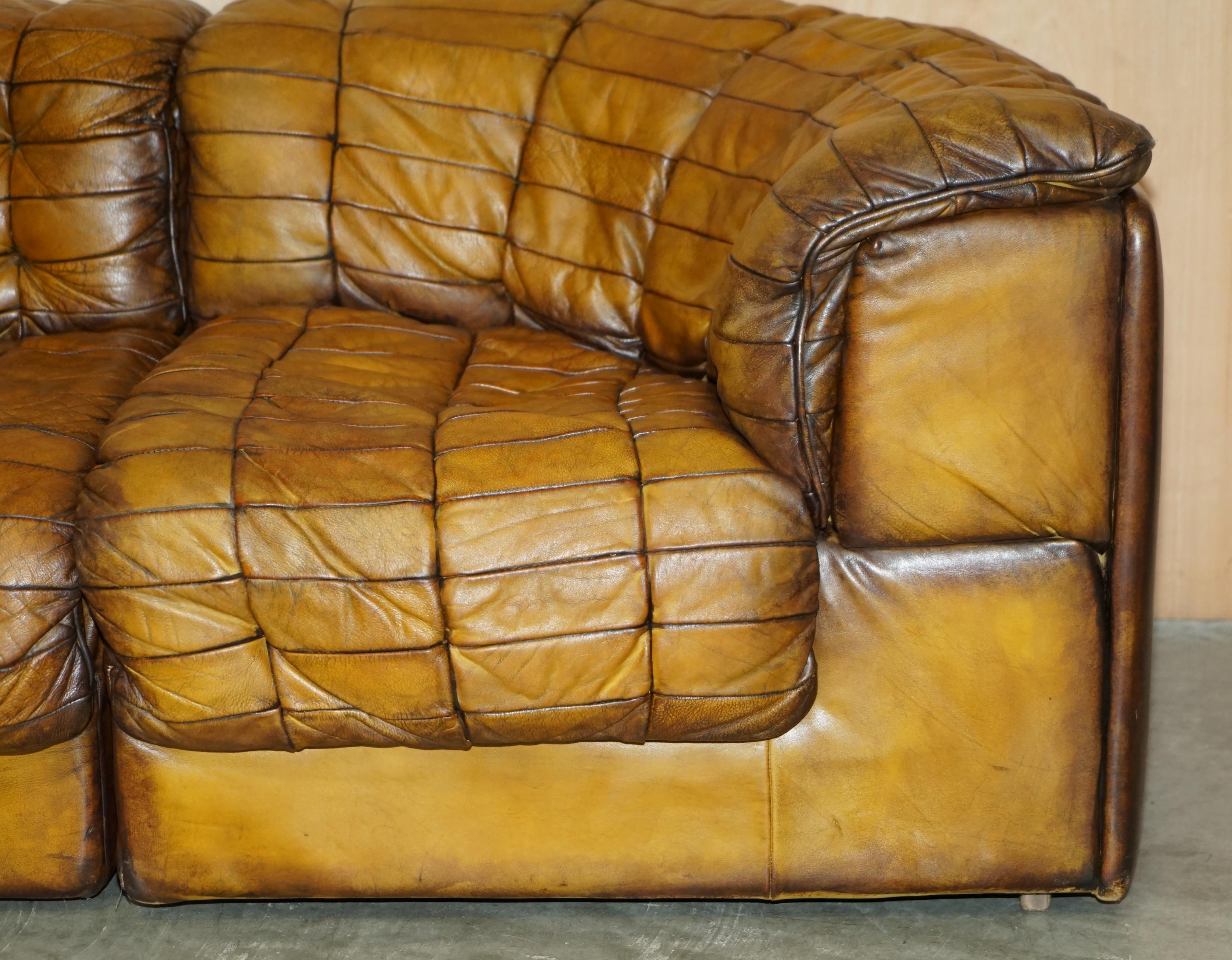 SoFA modulaire rénovée, en cuir de daim marron, DS-11 en vente 3