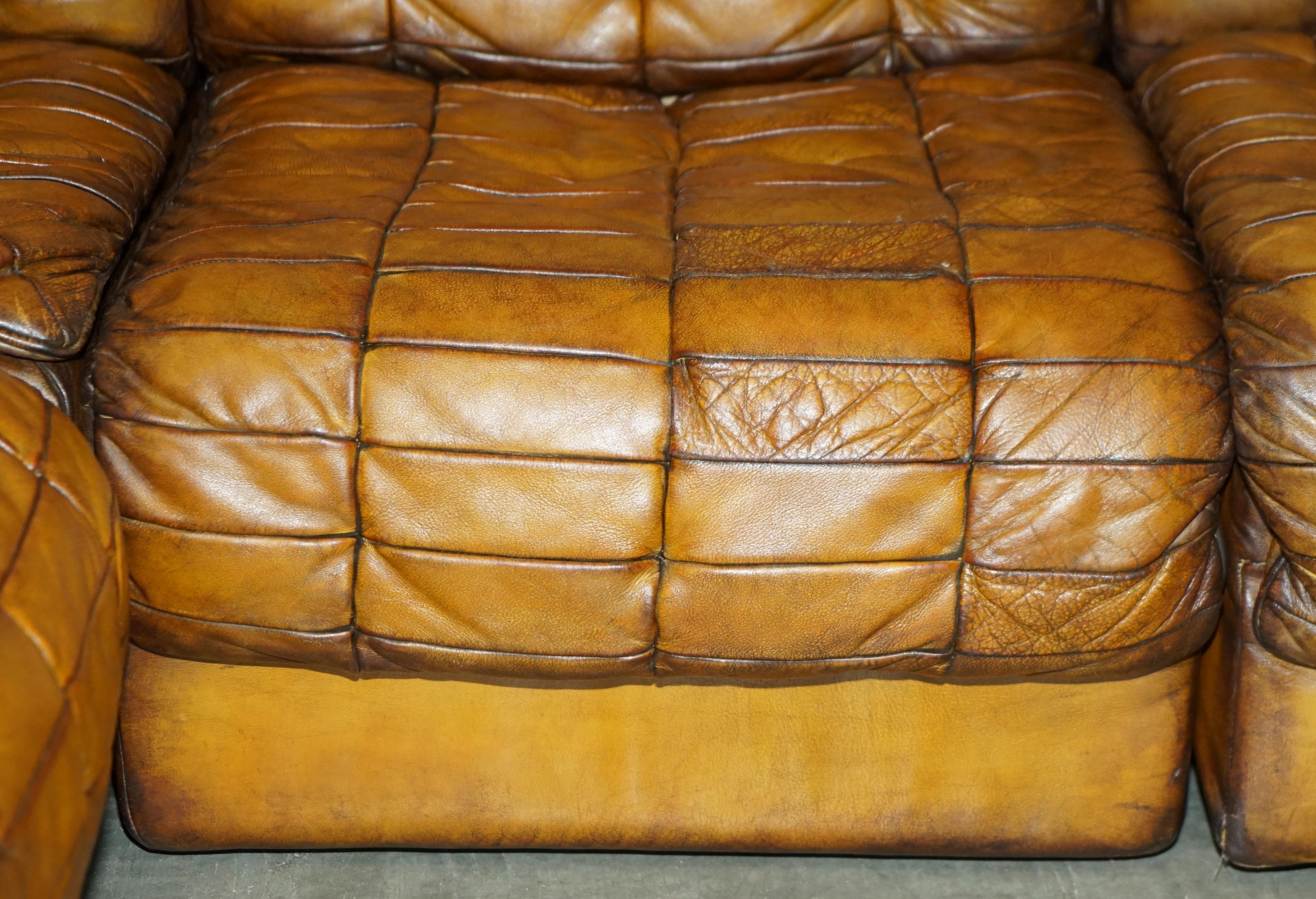 SoFA modulaire rénovée, en cuir de daim marron, DS-11 en vente 4