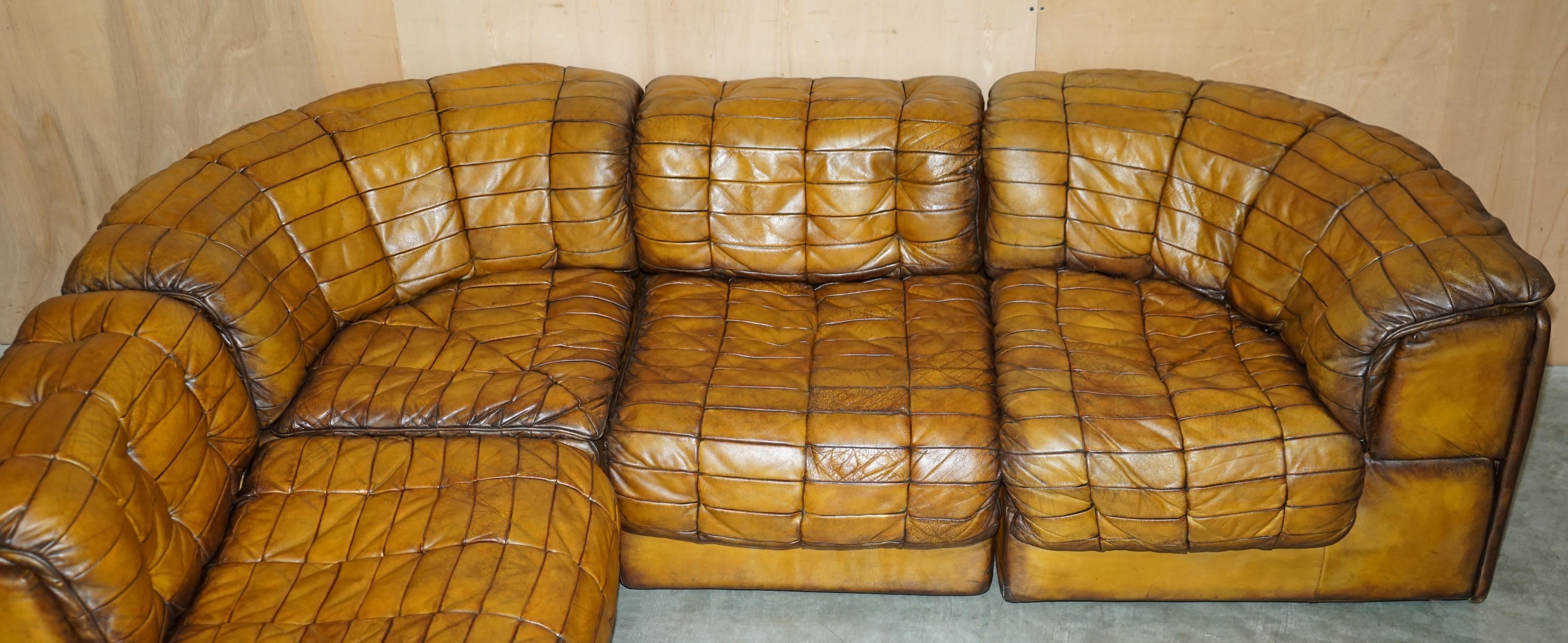 Mid-Century Modern SoFA modulaire rénovée, en cuir de daim marron, DS-11 en vente