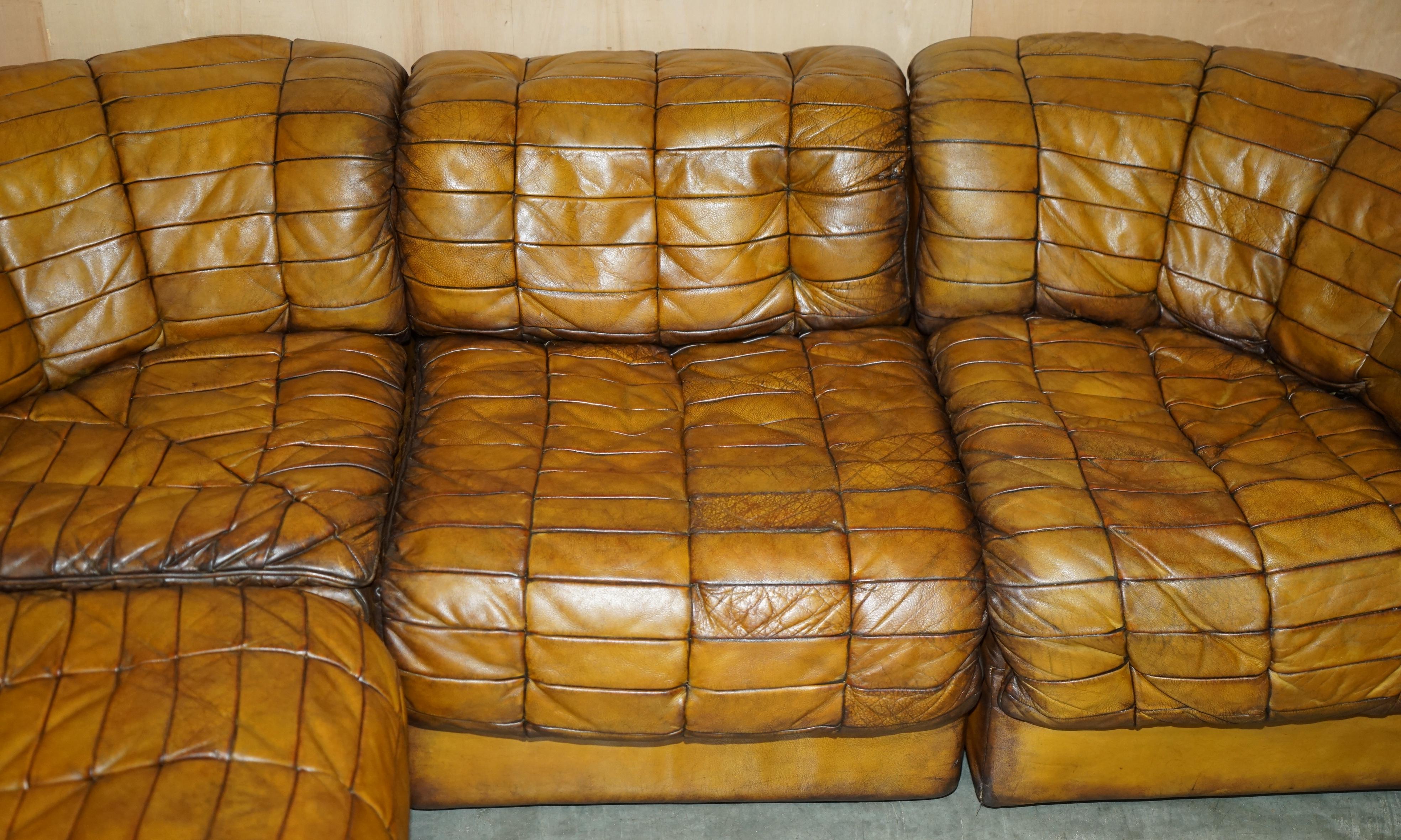 Fait main SoFA modulaire rénovée, en cuir de daim marron, DS-11 en vente