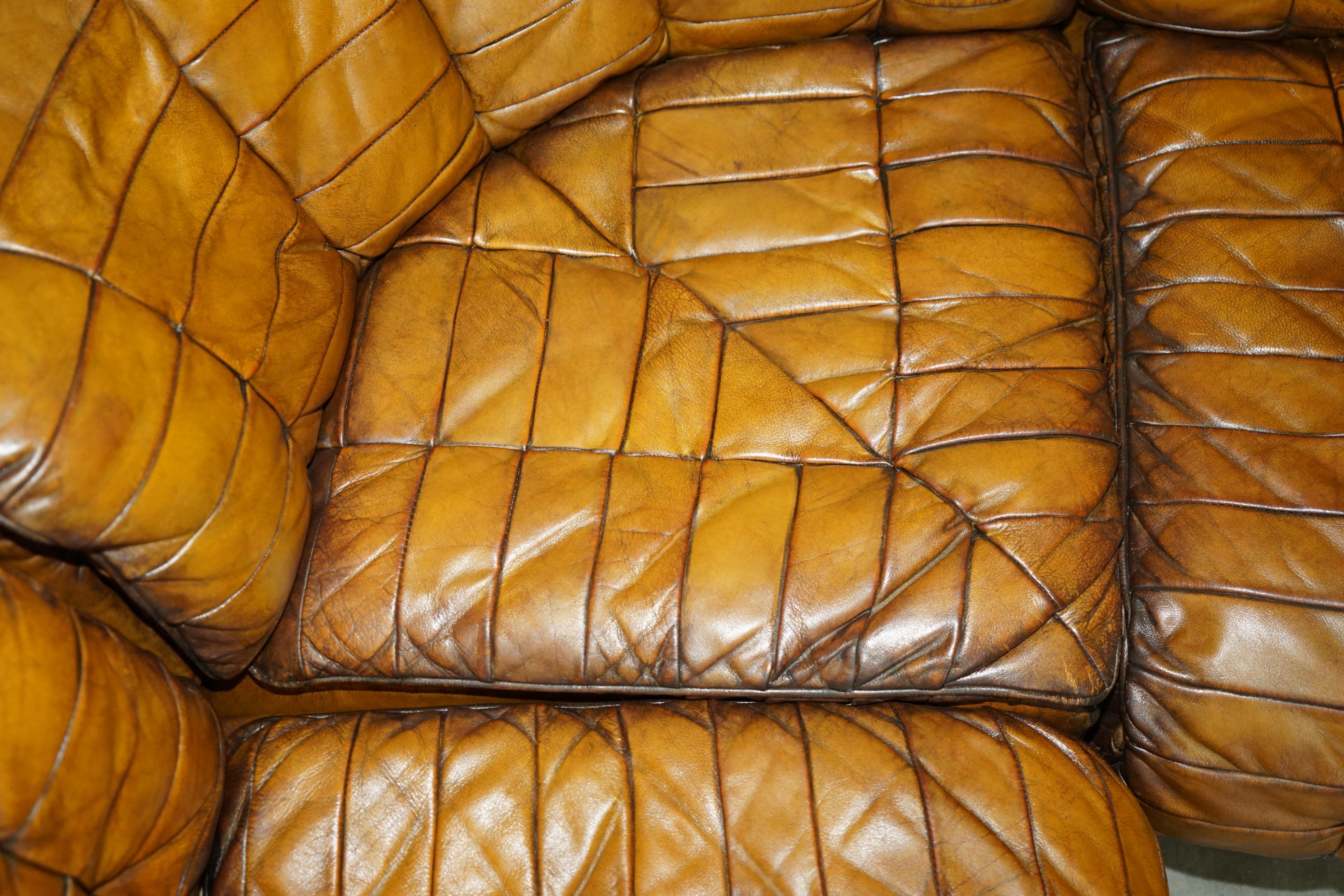 Cuir SoFA modulaire rénovée, en cuir de daim marron, DS-11 en vente