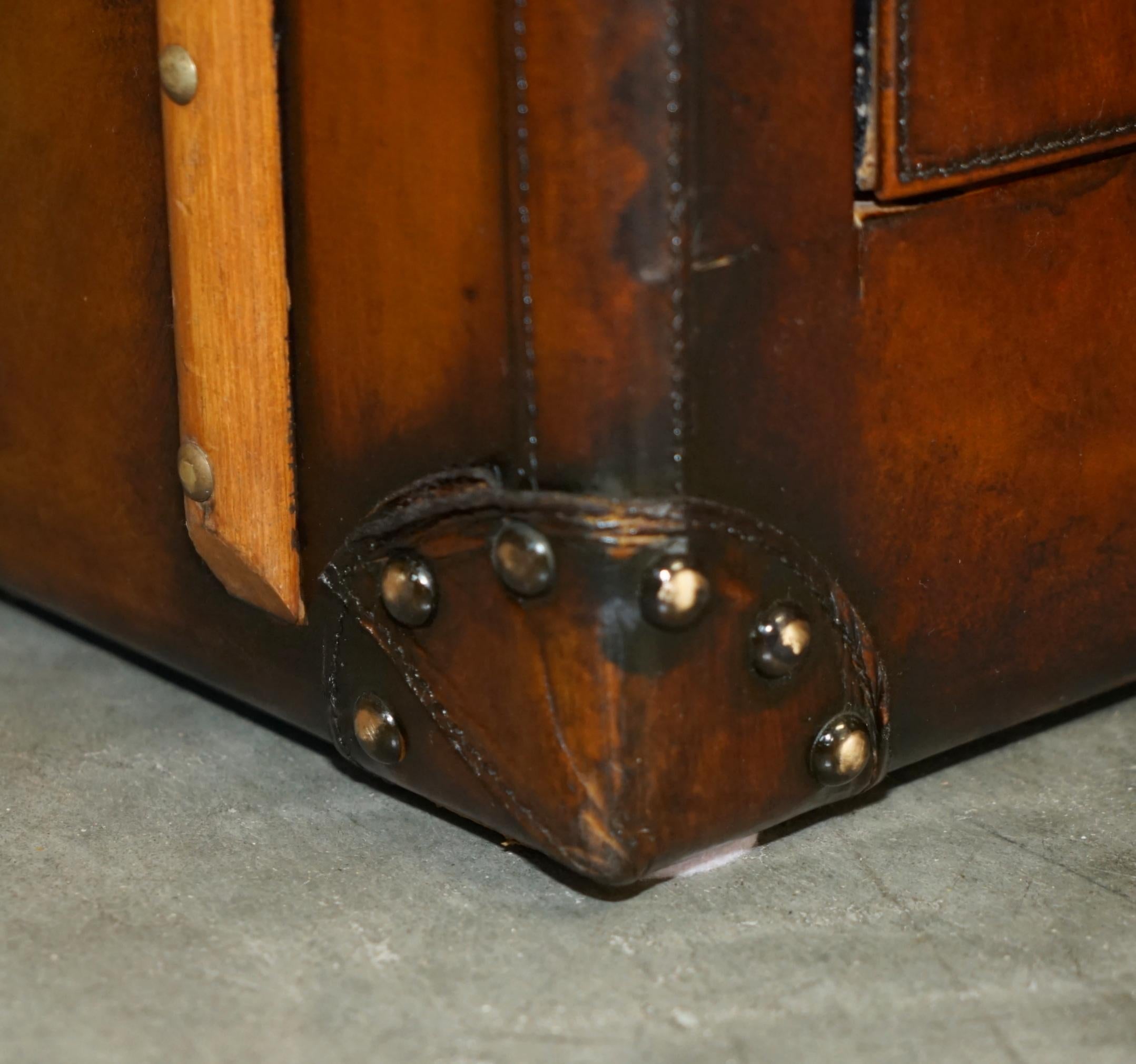 Leather FULLY RESTORED ViNTAGE HAND DYED BROWN LEATHER STEAMER TRUNK COFFEE TABLE DRAWER
