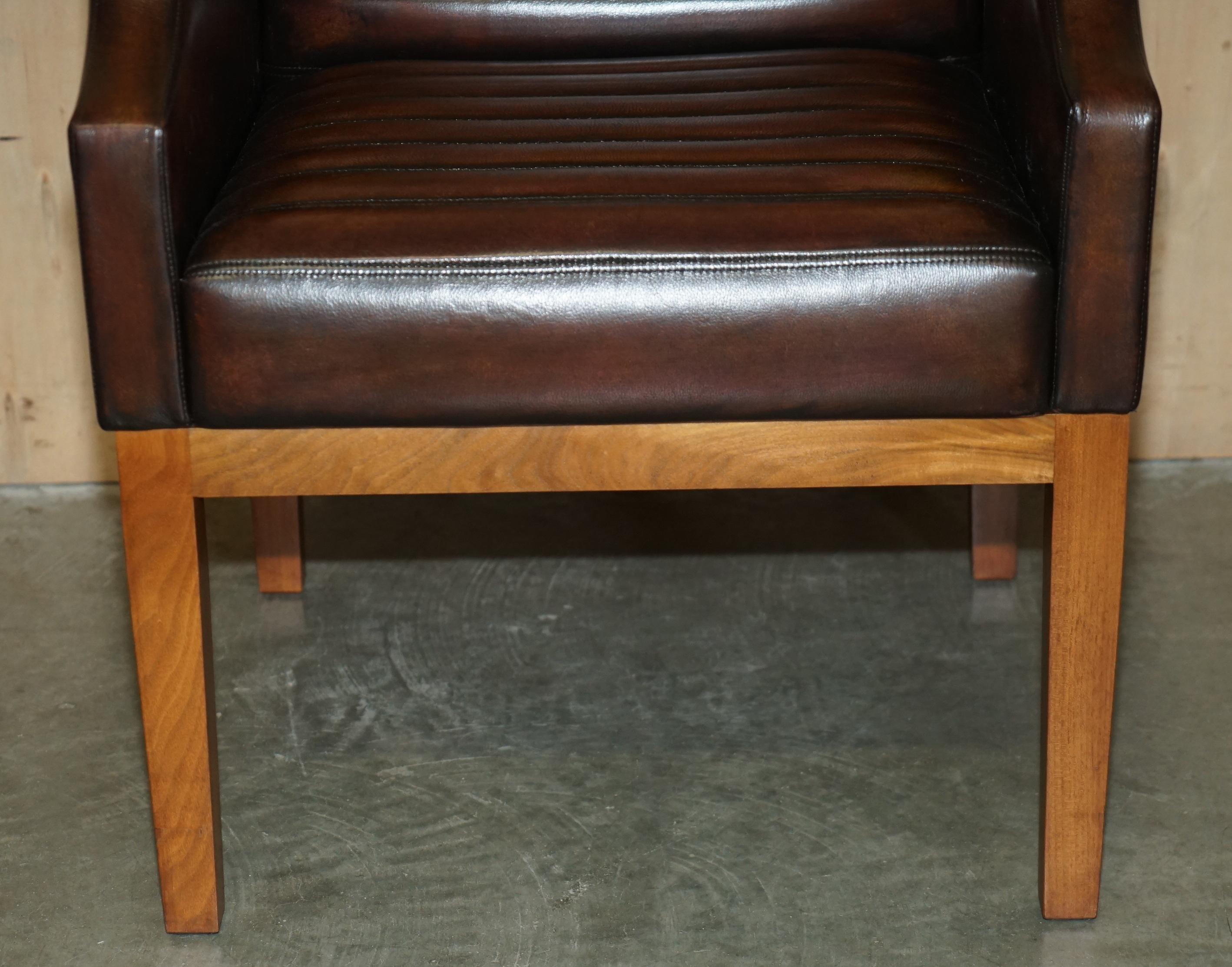 FULLY RESTORED VISCOUNT DAVID LINLEY ONE OF A KIND BROWN LEATHER DESK ARMCHAiR For Sale 1