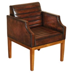 FULLY RESTORED VISCOUNT DAVID LINLEY ONE OF A KIND BROWN LEATHER DESK ARMCHAiR