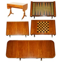 FULLY RESTORED WiLLIAM TILLMAN EXTENDING SOFA TABLE INC CHESSBOARD & BACKGAMMON