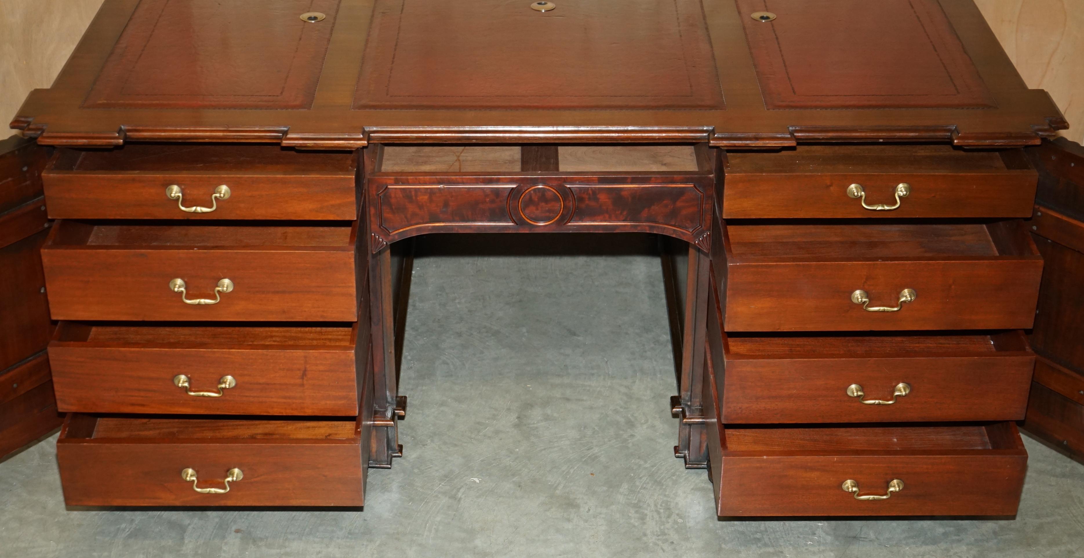 FULLY RESTPORED THOMAS CHiPPENDALE LIONS HEAD CARVED TWIN PEDESTAL PARTNER DESK For Sale 9