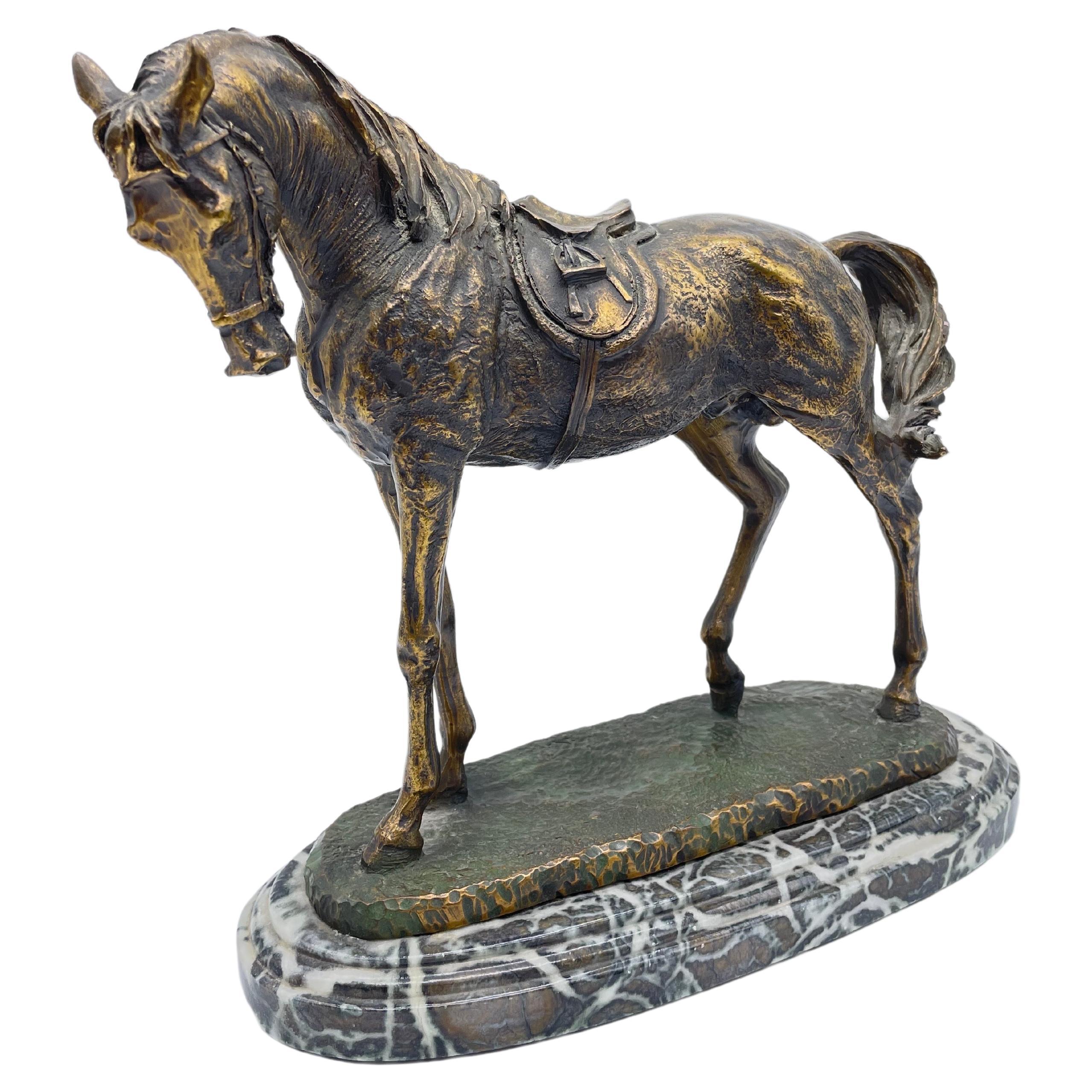 Fully Sculpted Horse Sculpture on Marble