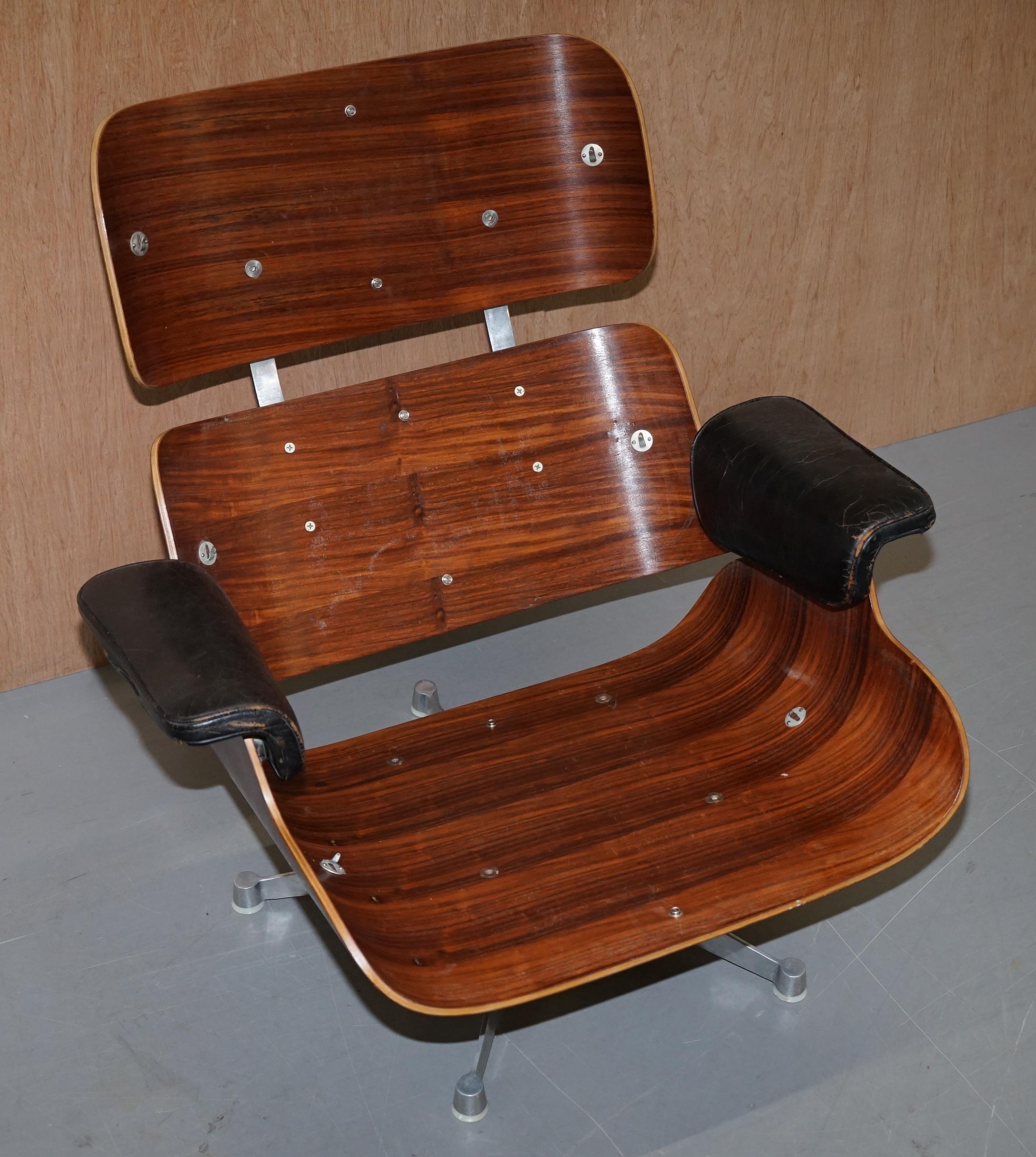 Fully Stamped 1960s Charles Eames Herman Miller Hille Lounge Armchair & Ottoman 1
