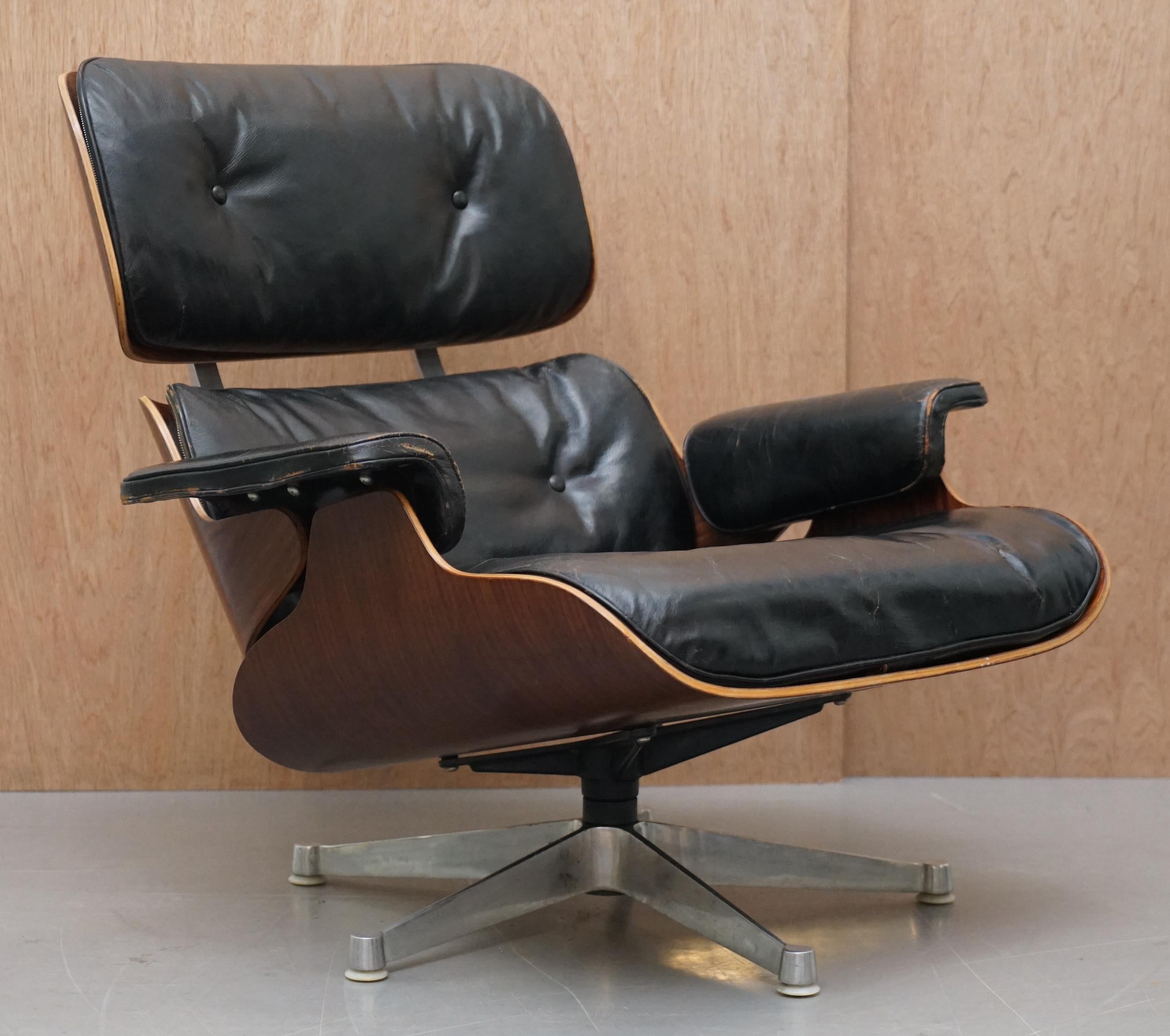 We are delighted to offer for sale this exceptionally rare original late 1960s Charles & Ray Eames 670 & 671 black leather hardwood framed Lounge armchair and ottoman, fully stamped with the Herman Miller Hille Labels

Well….. if your looking at