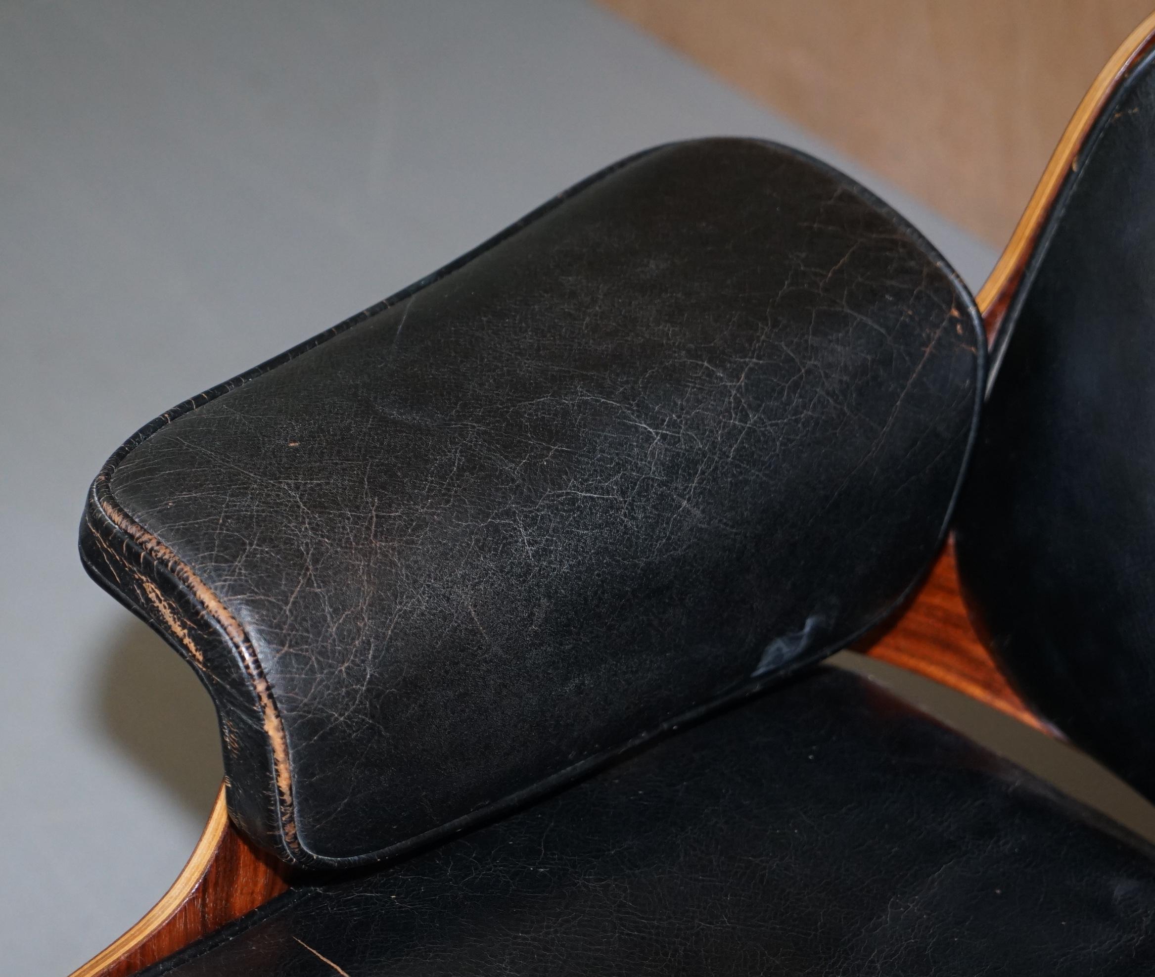 Hand-Crafted Fully Stamped 1960s Charles Eames Herman Miller Hille Lounge Armchair & Ottoman
