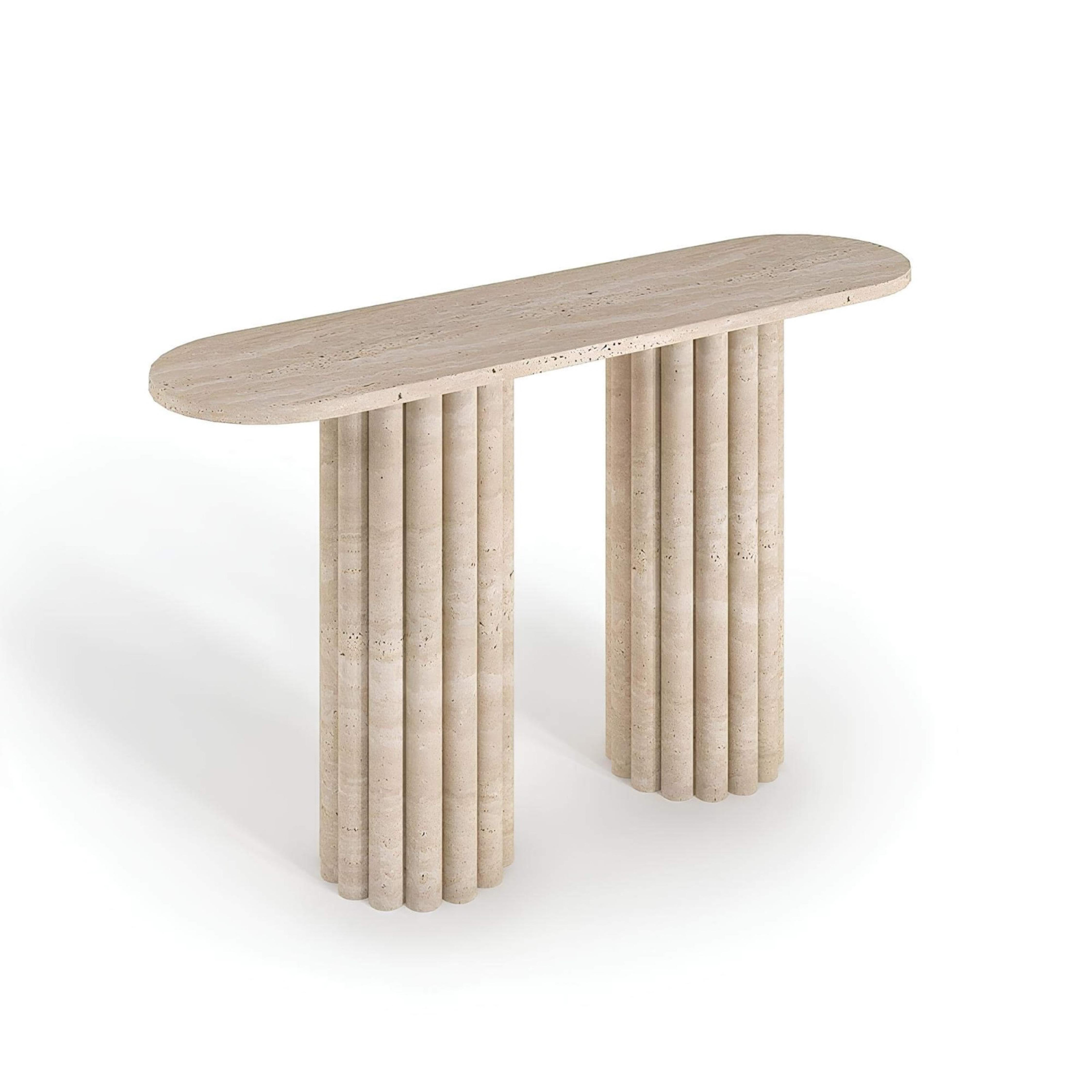 Consola de Travertino con Patas Acanaladas - Mesa de Entrada - Mesa de Mármol a Medida Turco en venta