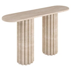Fully Travertine Fluted Legs Console Table - Entrway Table - Custom Marble Table