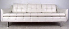 Fully Tufted White Three Seat Sofa