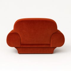 Fully Upholstered Armchair in Burnt Red Glaze Velvet