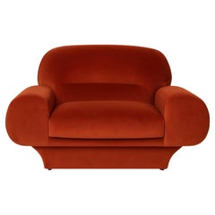 Fully Upholstered Armchair in Burnt Red Glaze Velvet