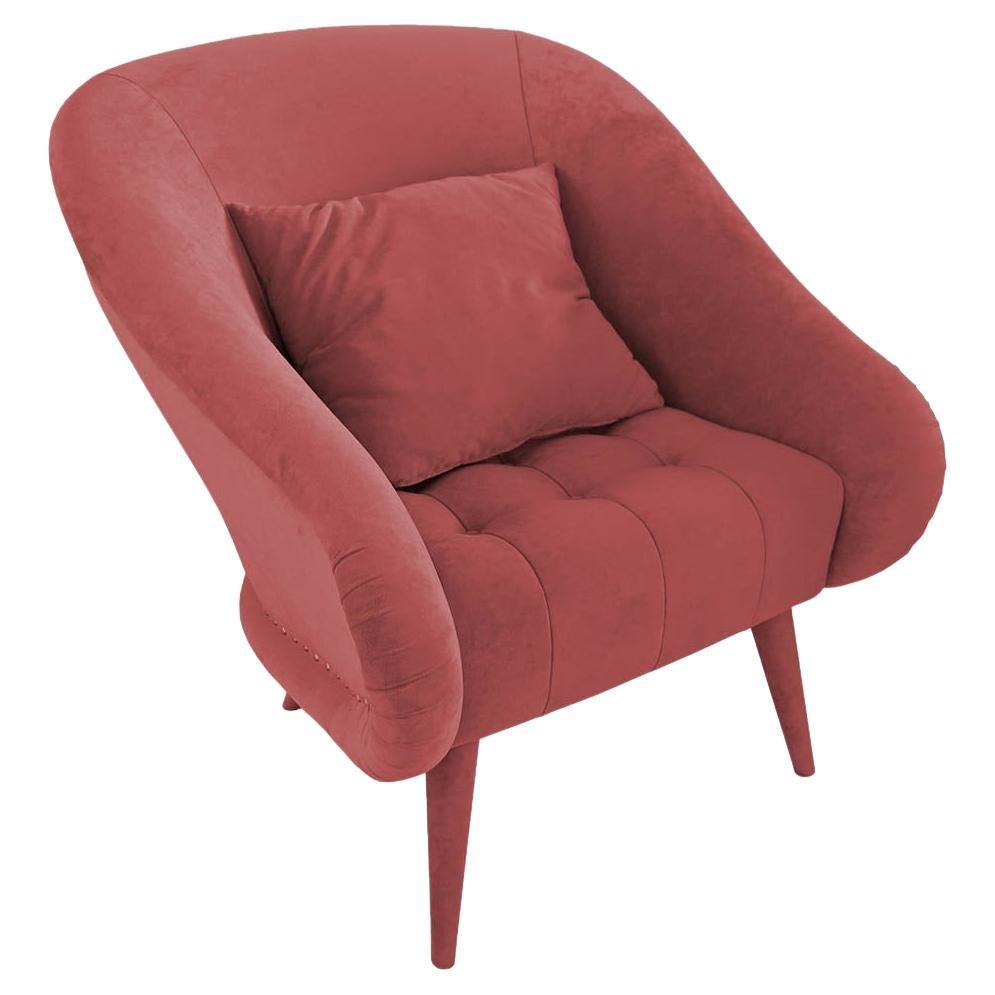 Fully Upholstered Armchair In Custom Velvet Colors For Sale