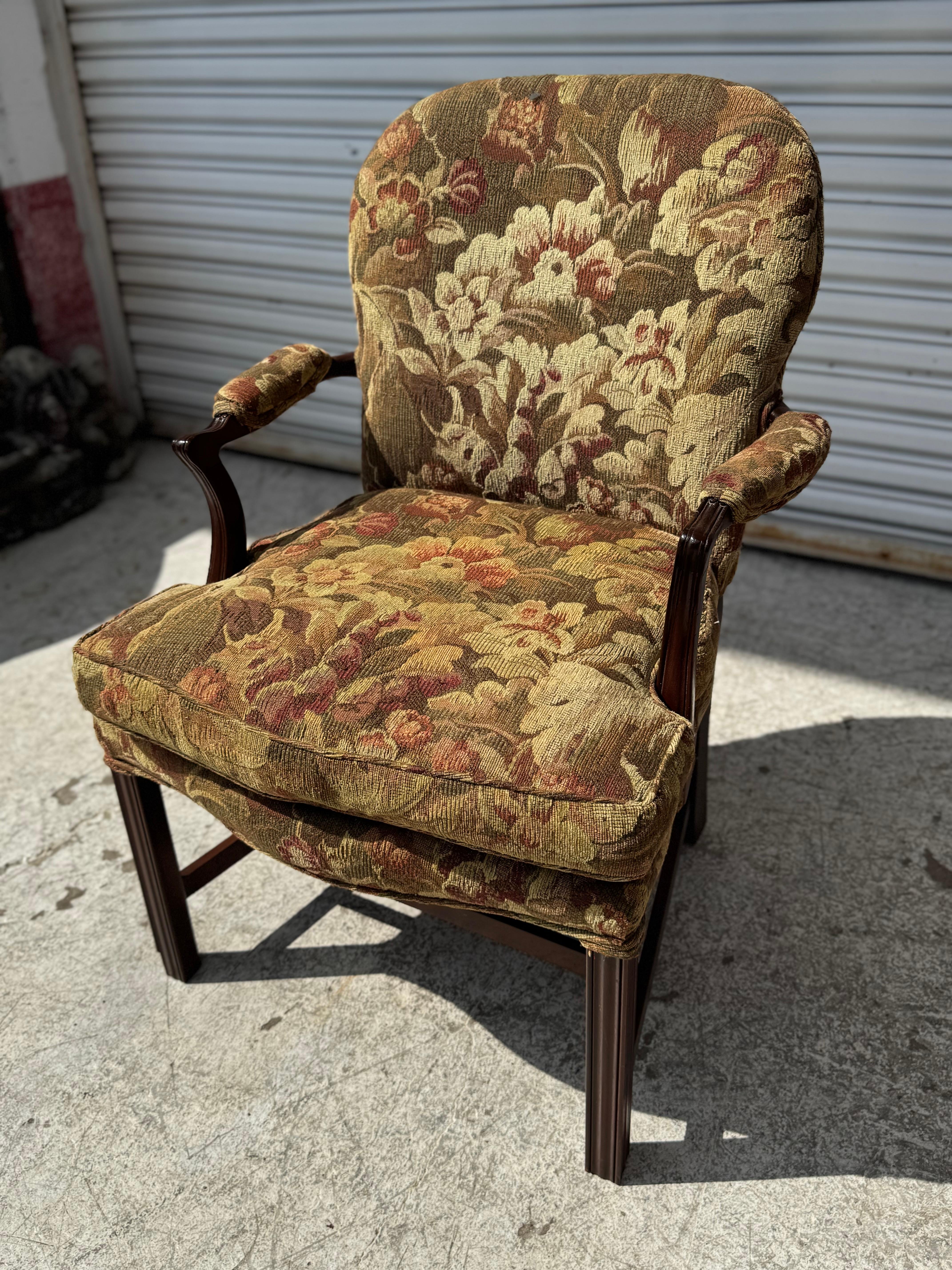 American Fully Upholstered Chippendale Style Armchair For Sale