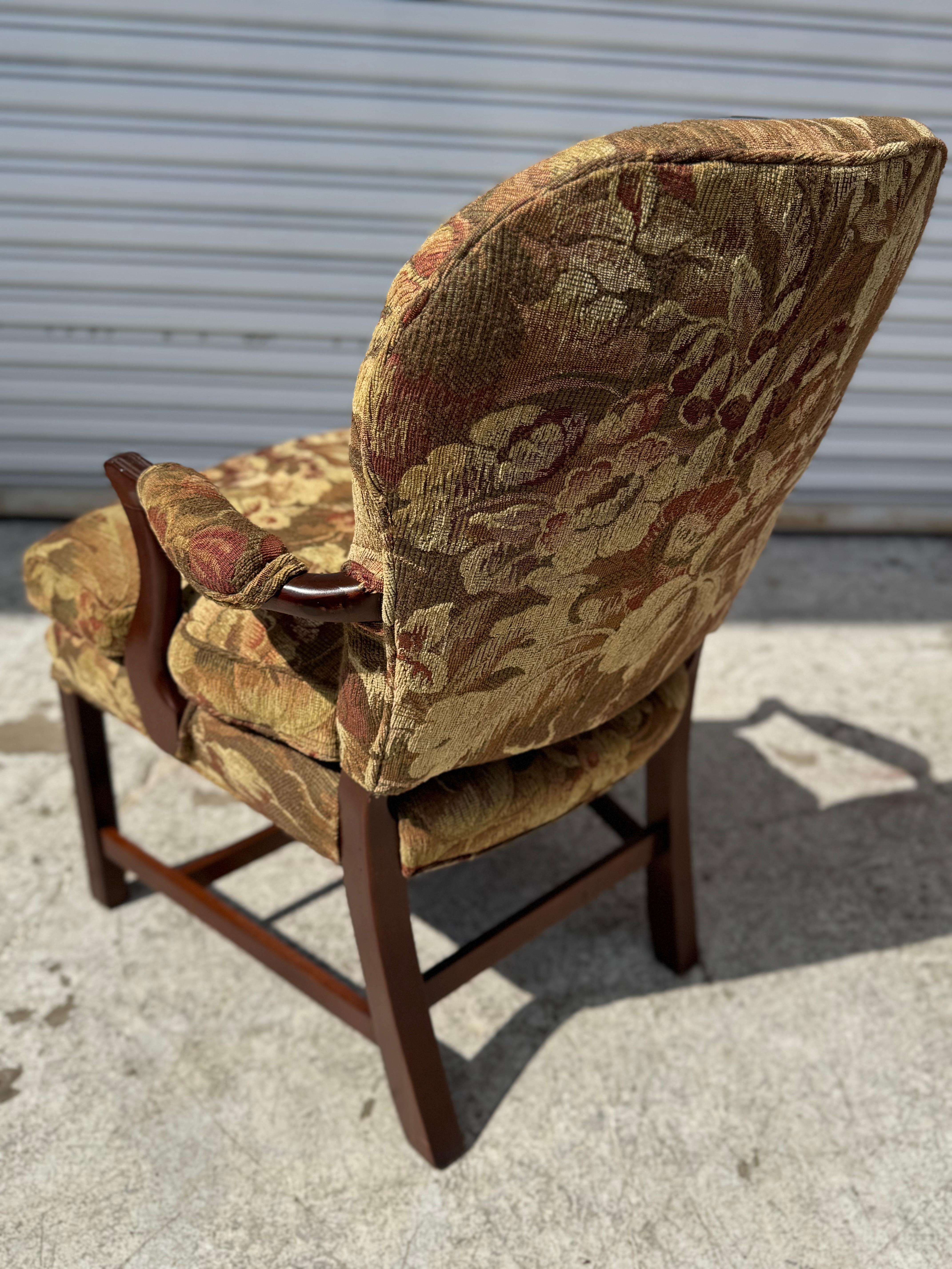 Mid-20th Century Fully Upholstered Chippendale Style Armchair For Sale