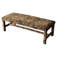 Fully-Upholstered Jacquard Tapestry Parsons Bench, 1980s