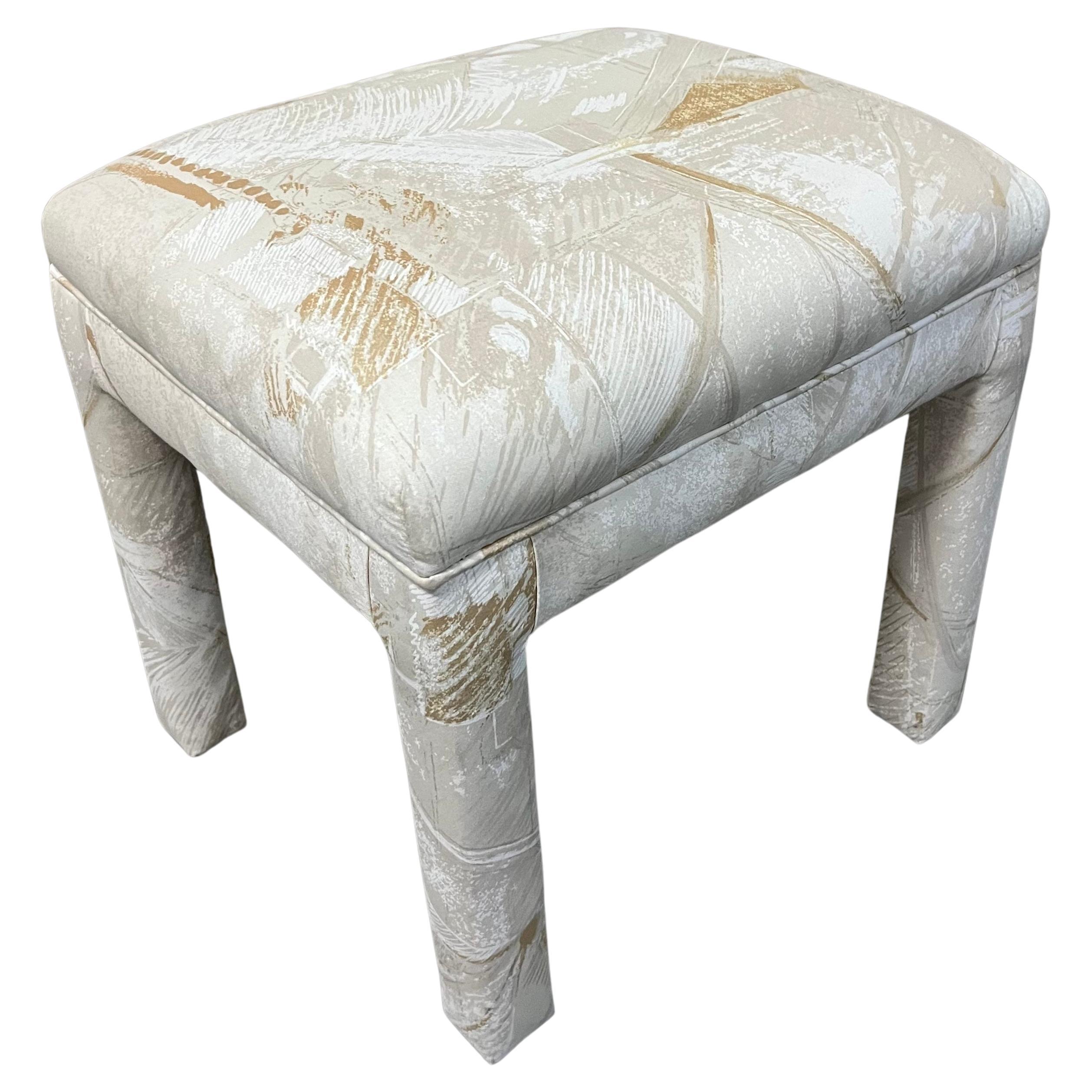 Fully Upholstered Postmodern Parson Style Vanity Bench / Stool. Circa 1980 For Sale