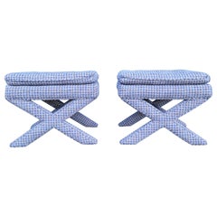 Fully Upholstered Stools X-Base A Pair