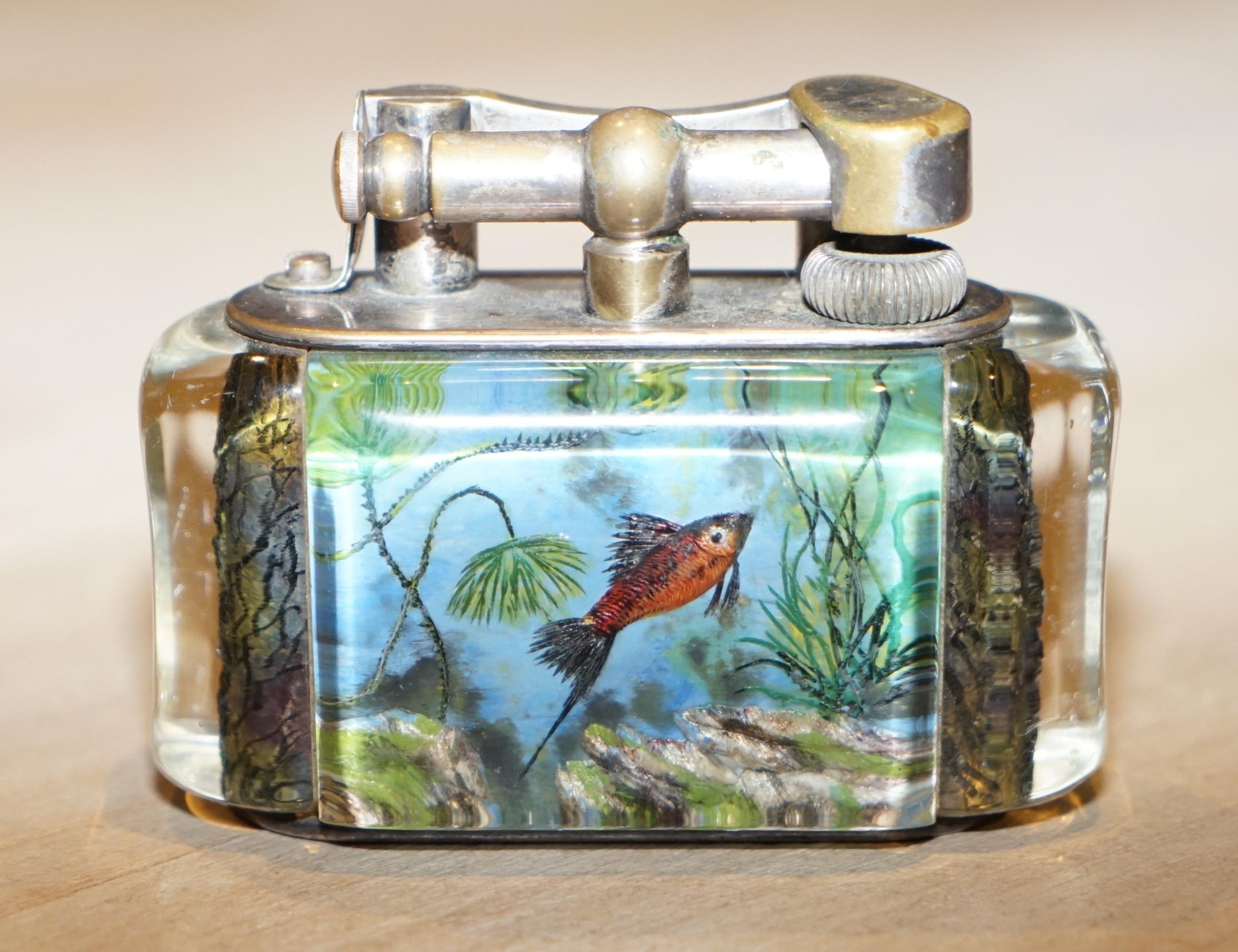 Mid-Century Modern Fully Working 1950's Dunhill Aquarium Oversized Table Lighter Made in England