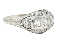 Fulmer & Co. 0.50 Carat Diamond 19 Karat White Gold Palm Leaf Bombe Band Ring