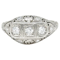 Fulmer & Co. 0.50 Carat Diamond 19 Karat White Gold Palm Leaf Bombe Band Ring