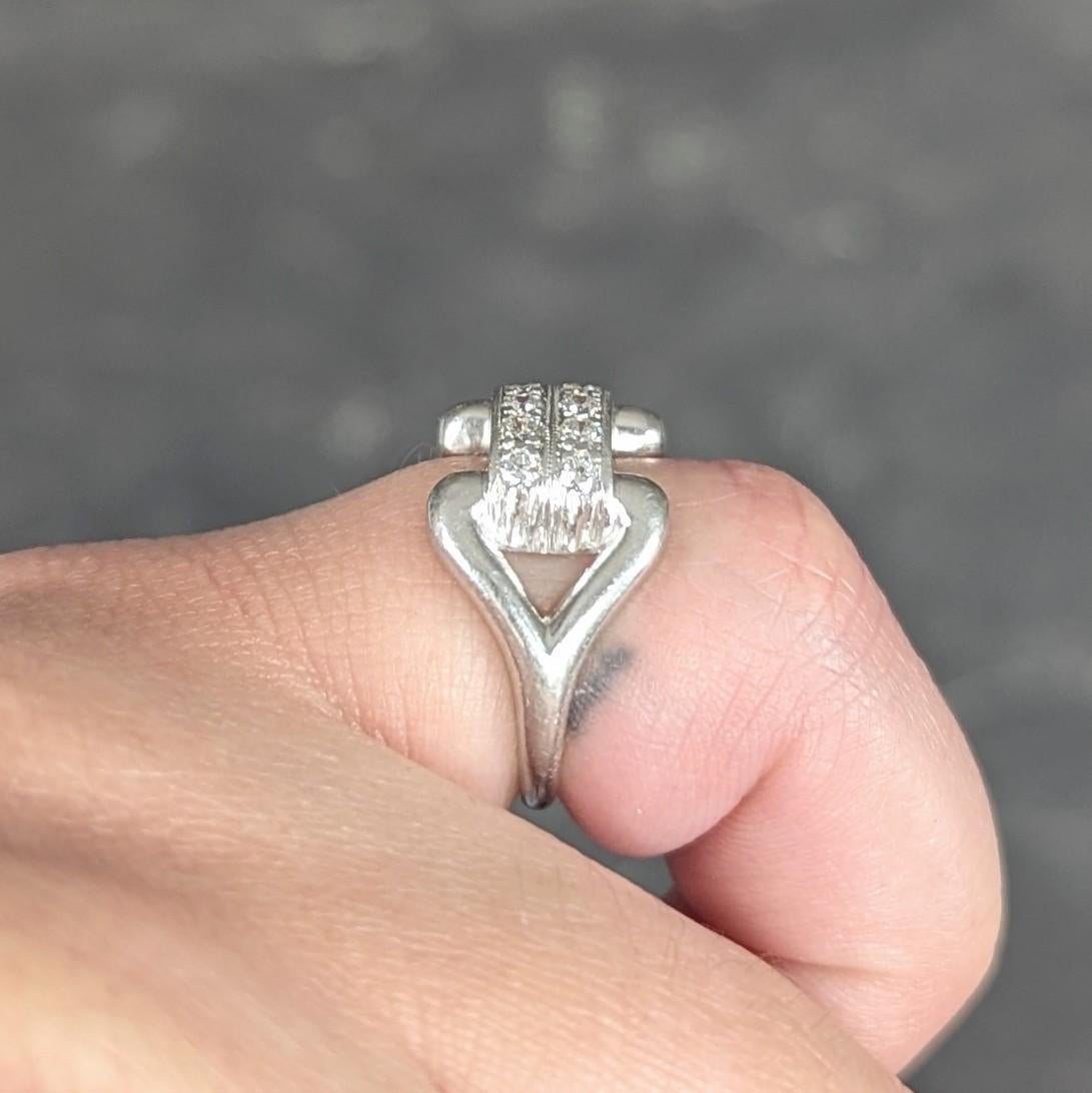 Fulmer & Co. 1943 Diamond Platinum Double Row Vintage Buckle Ring im Angebot 4