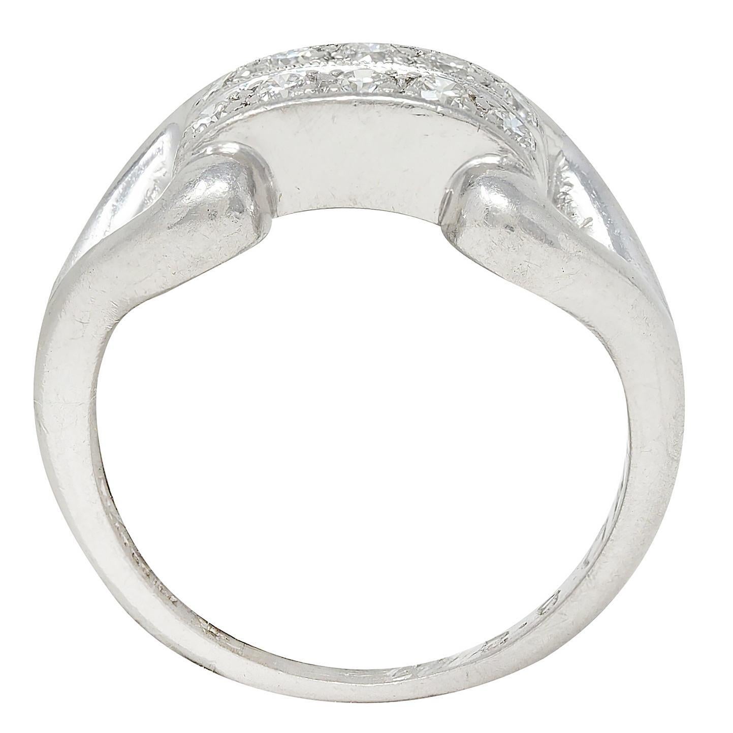 Fulmer & Co. 1943 Diamond Platinum Double Row Vintage Buckle Ring für Damen oder Herren im Angebot