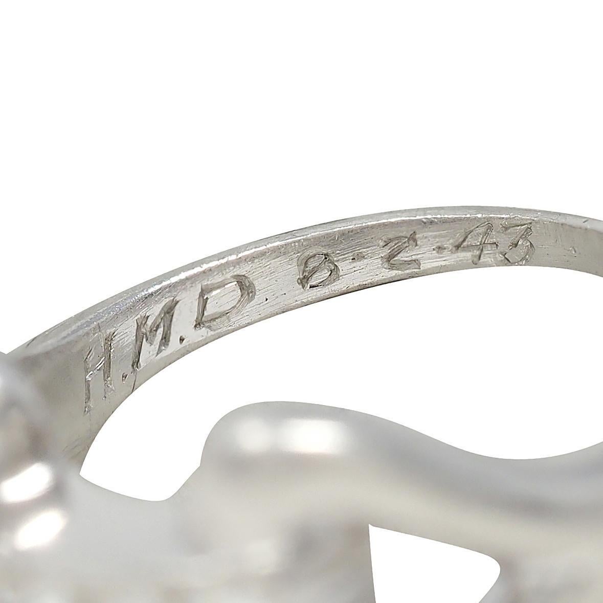 Fulmer & Co. 1943 Diamond Platinum Double Row Vintage Buckle Ring im Angebot 2