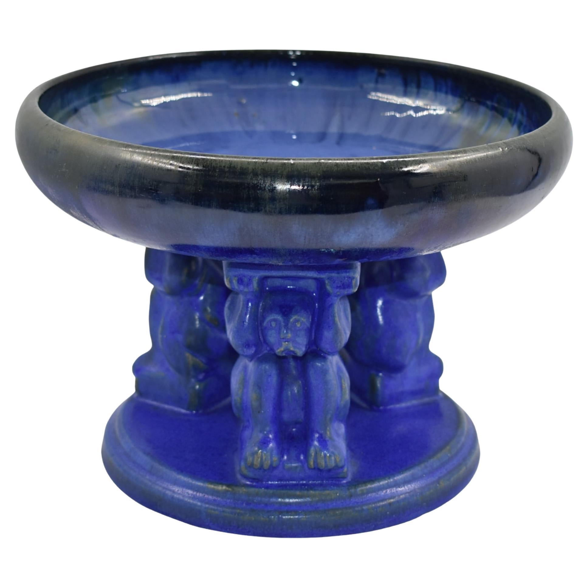 Fulper 190917 Antique Arts And Crafts Pottery Blue Flambe Effigy Bowl 438 For Sale at 1stDibs
