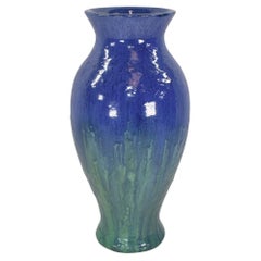 Fulper 1917-1927 Arts and Crafts Pottery Blue Green Flowing Flambe Tall Vase 536