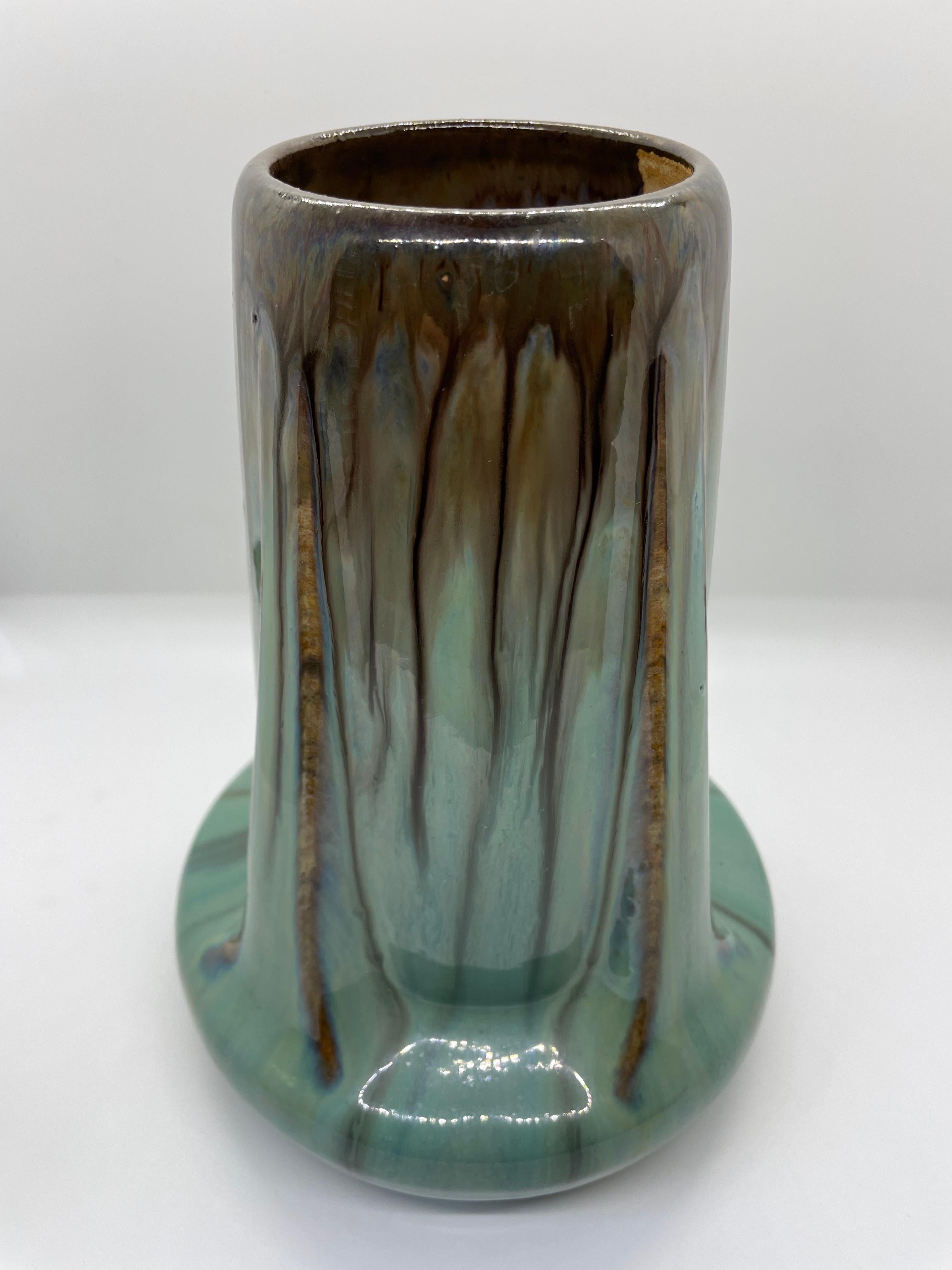 American Craftsman Vase de château Fulper en vert en vente
