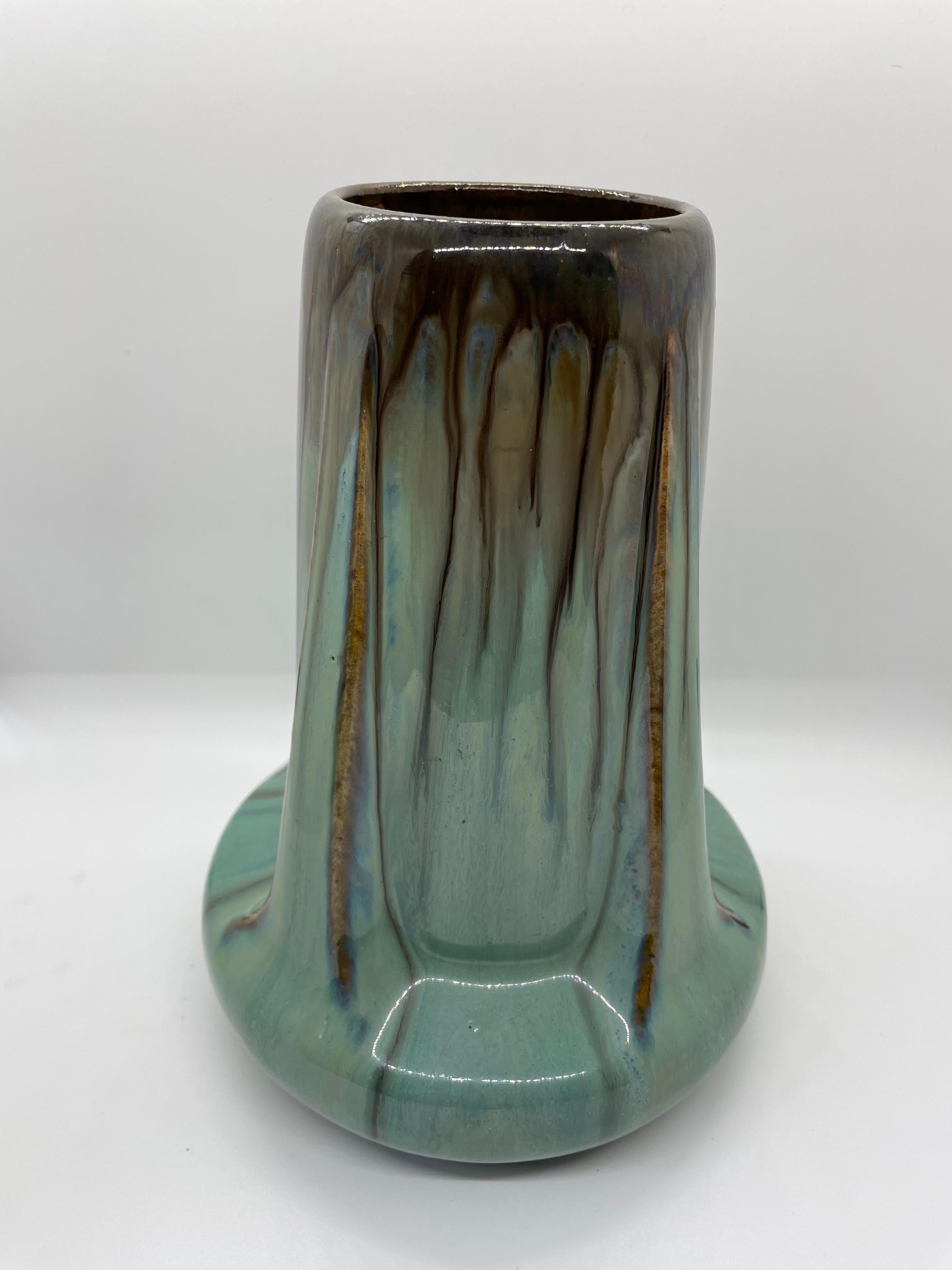American Craftsman Fulper Buttress Vase in Green For Sale