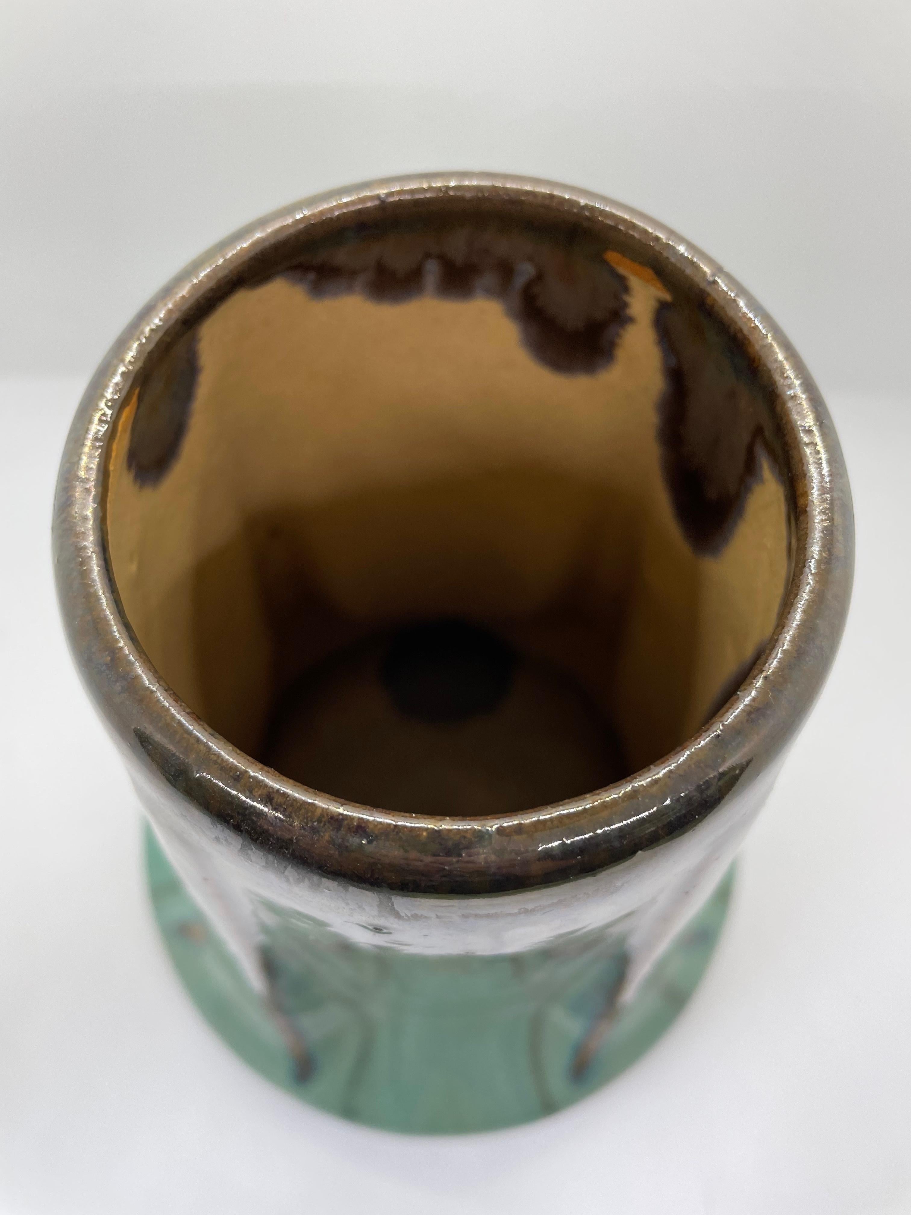 American Fulper Buttress Vase in Green For Sale