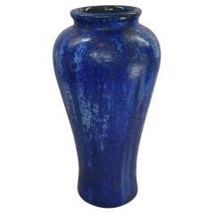 Fulper Chinese Blue Flambe Crystaline Glaze Vintage Art Pottery Floor Vase 590