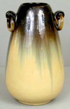 Fulper Drip Glazed Arts & Crafts Ring Handled Vase
