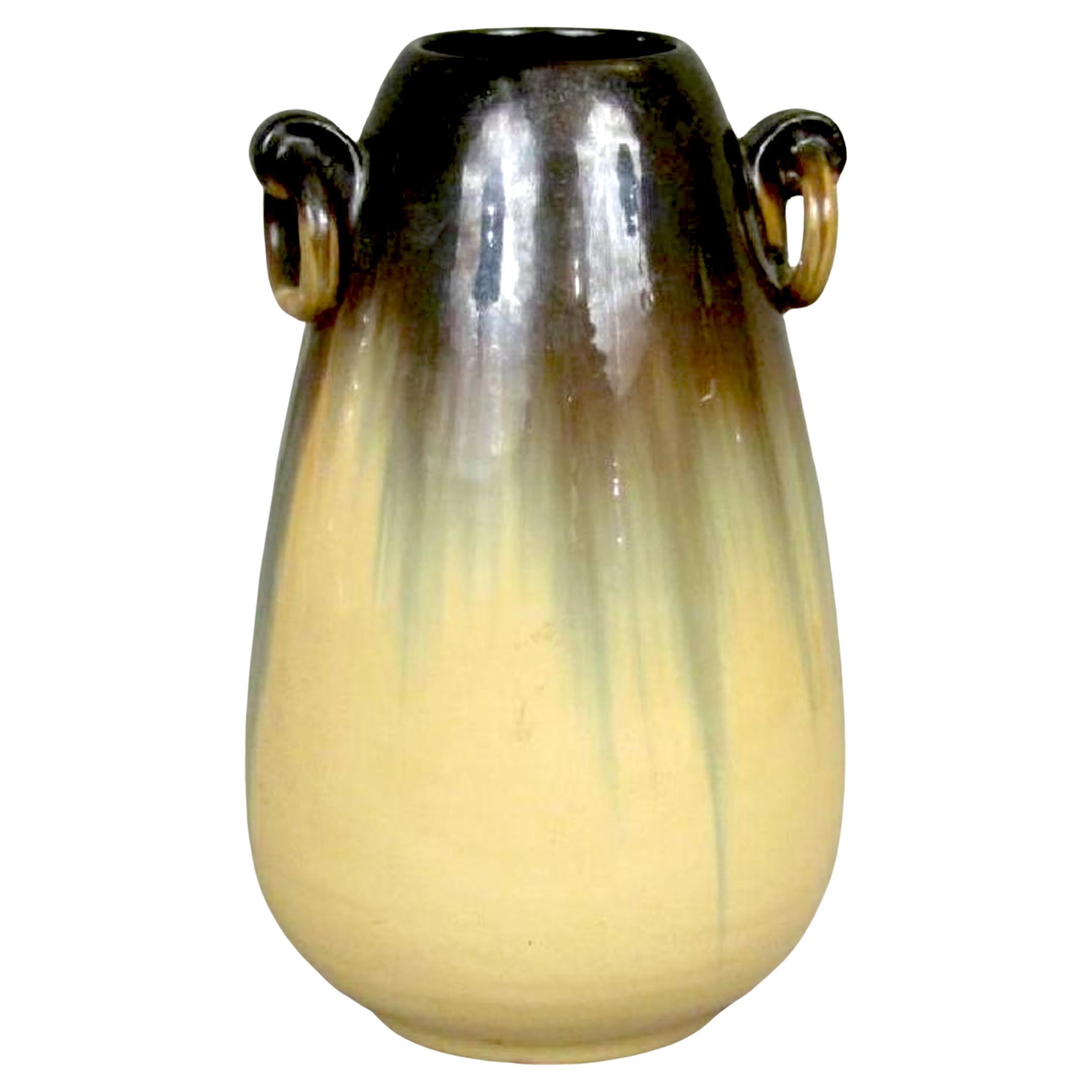 Fulper Drip Glazed Arts & Crafts Ring Handled Vase