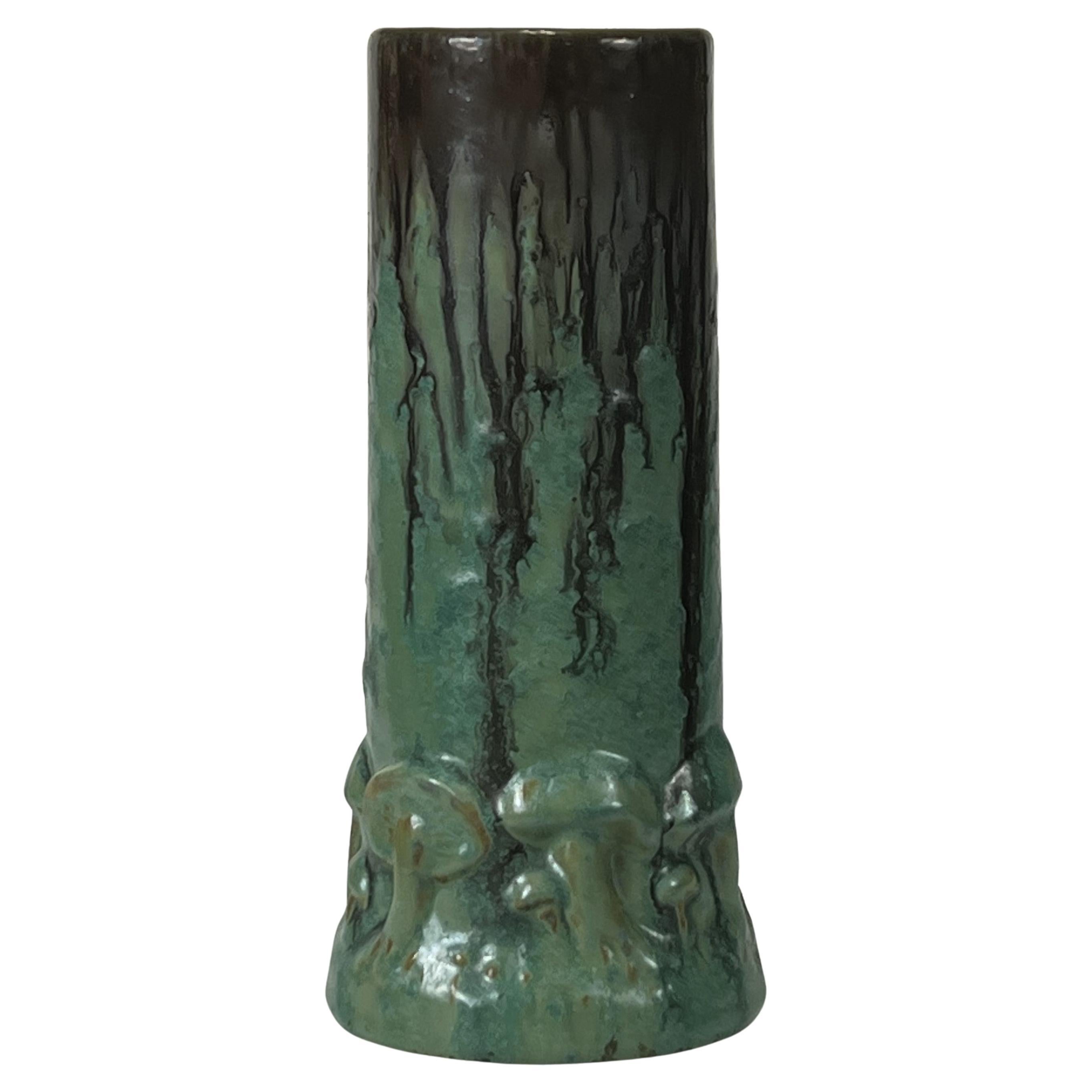 Fulper Mushroom Vase Cucumber Crystalline and Flambe Glaze circa 1915 New Jersey
