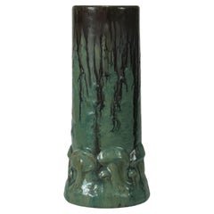 Antique Fulper Mushroom Vase Cucumber Crystalline and Flambe Glaze circa 1915 New Jersey