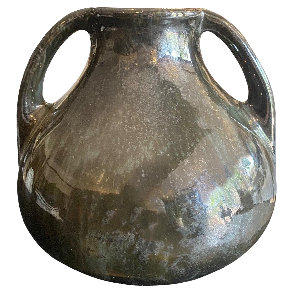 Fulper Pottery signiert Spiegel schwarz glasiert zwei Handle Vase , Anfang 1900s im Angebot