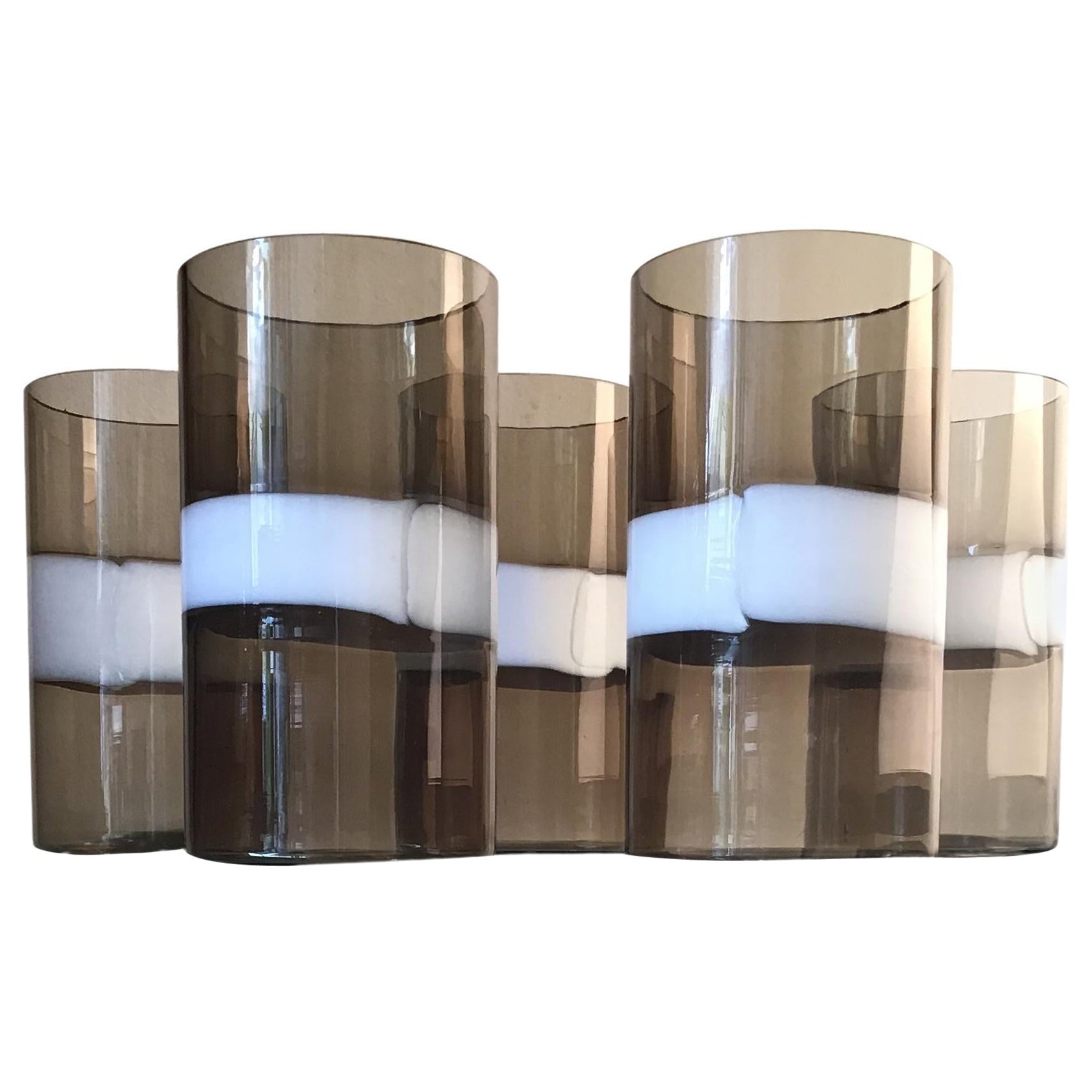 Fulvio Bianconi 5 Glasses Murano Glass, 1955, Italy