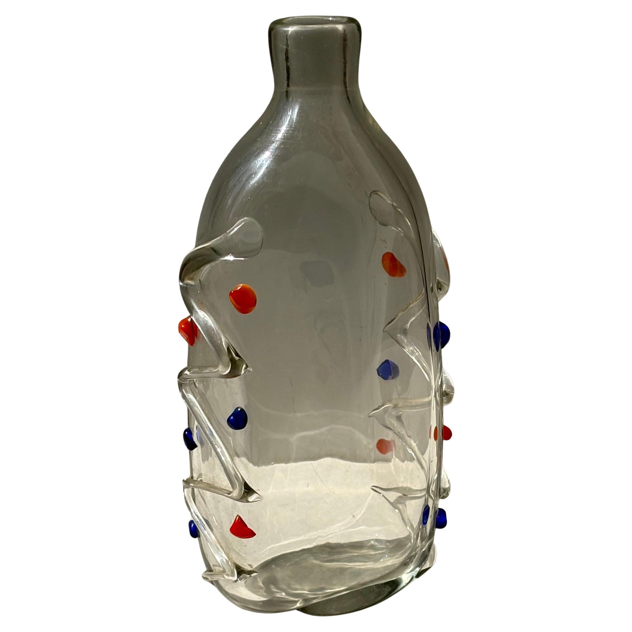 Fulvio Bianconi attb Rara botella / jarrón de cristal de Murano para Mazzega en venta