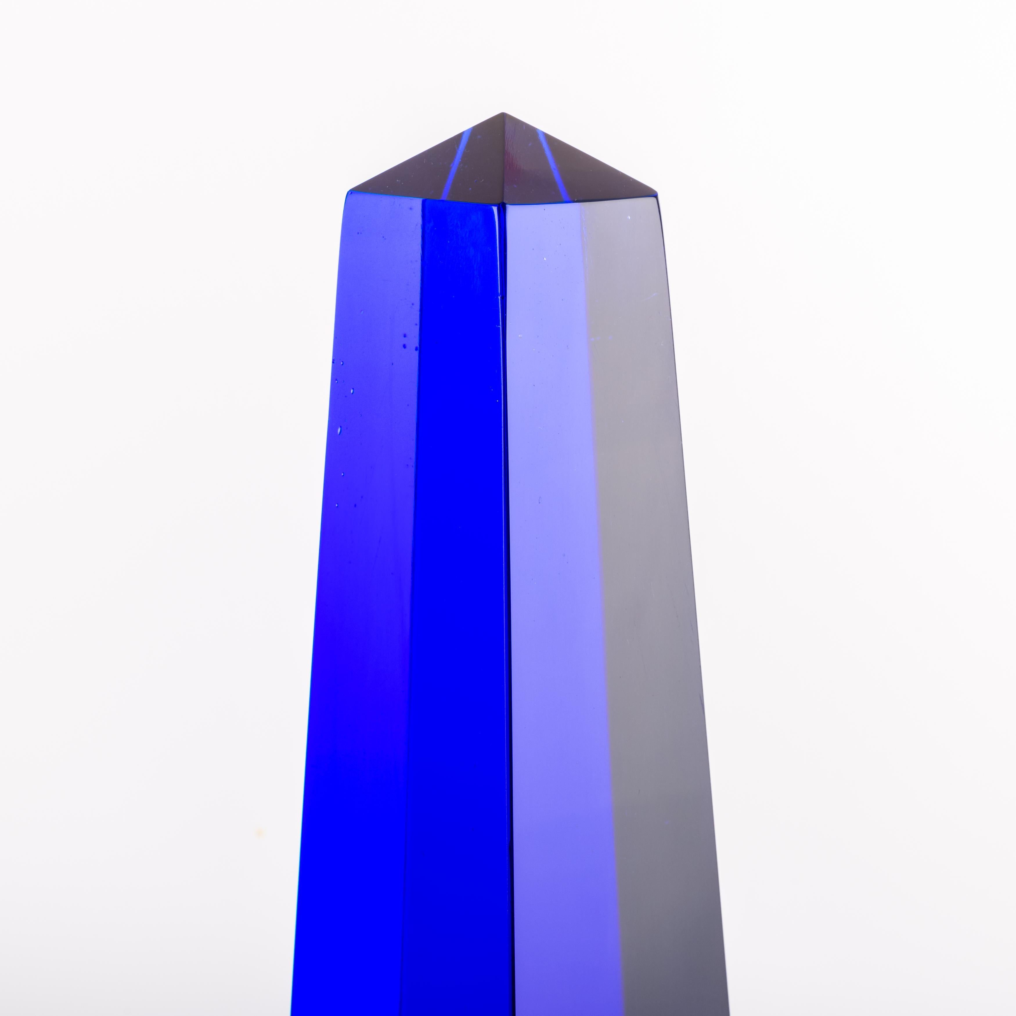 Mid-Century Modern Fulvio Bianconi Blown Glass Venini Murano Midcentury Cobalt Blue Huge Obelisk