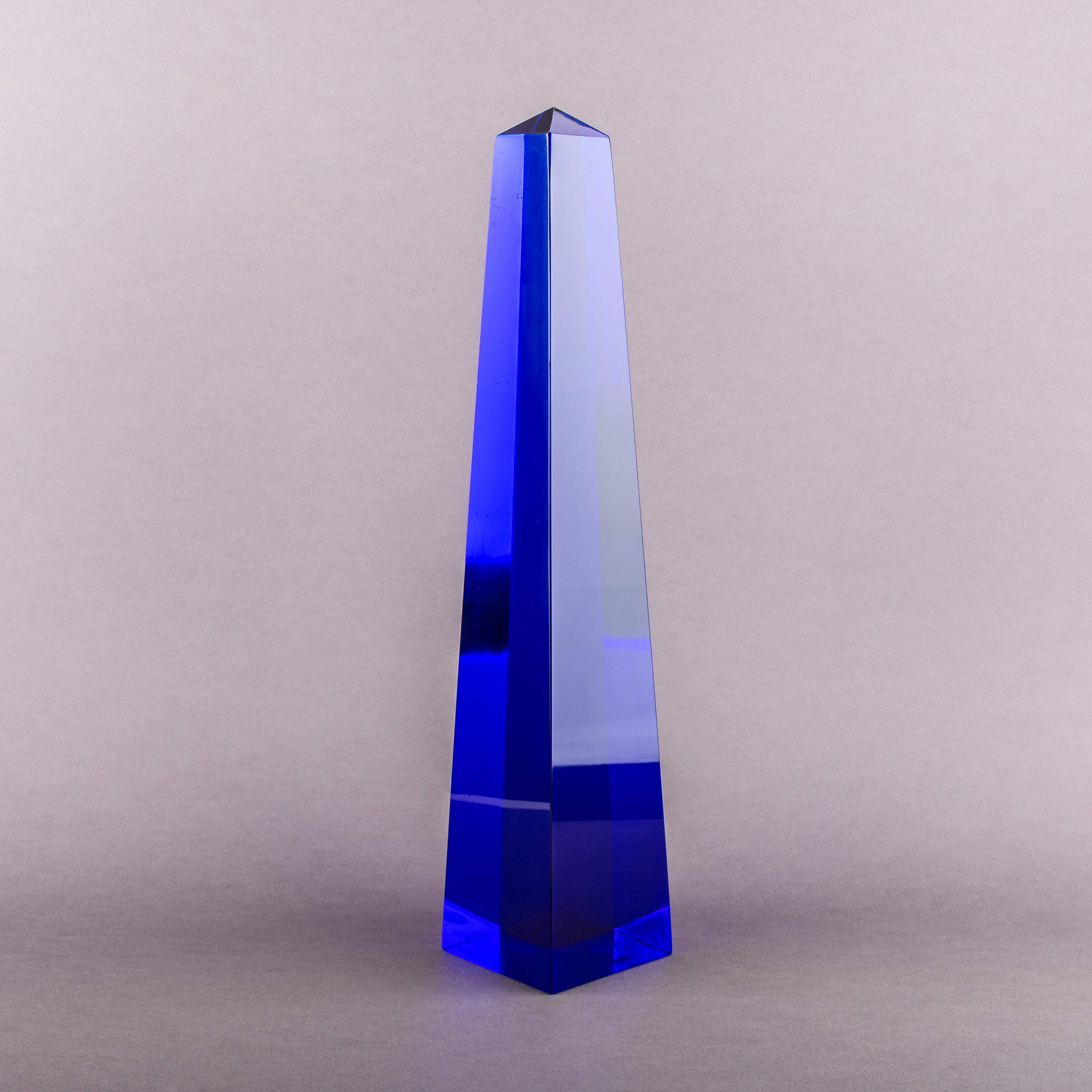 Italian Fulvio Bianconi Blown Glass Venini Murano Midcentury Cobalt Blue Huge Obelisk